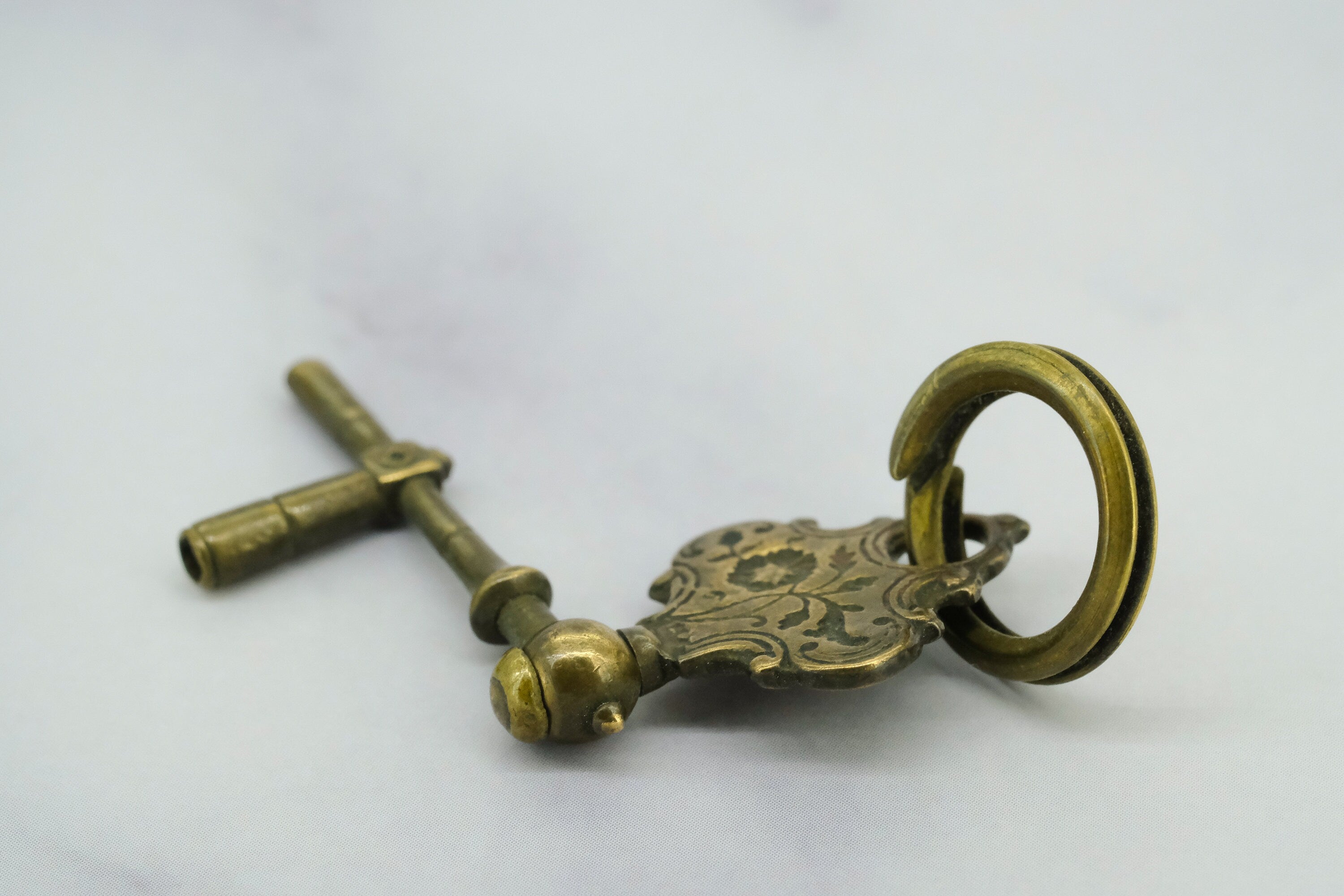 Antique Georgian Ornate Gilt Crank Pocket Watch Key