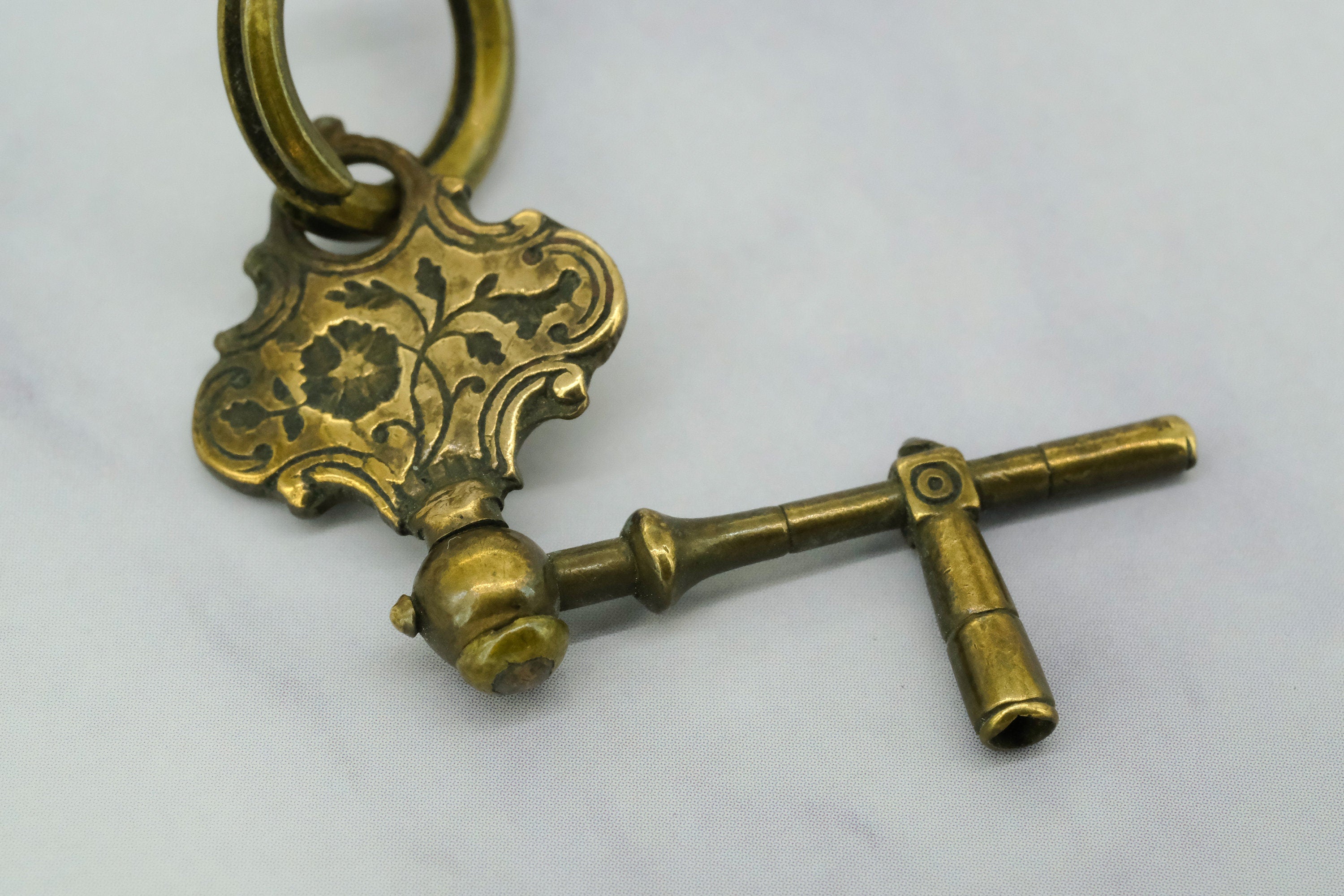 Antique Georgian Ornate Gilt Crank Pocket Watch Key