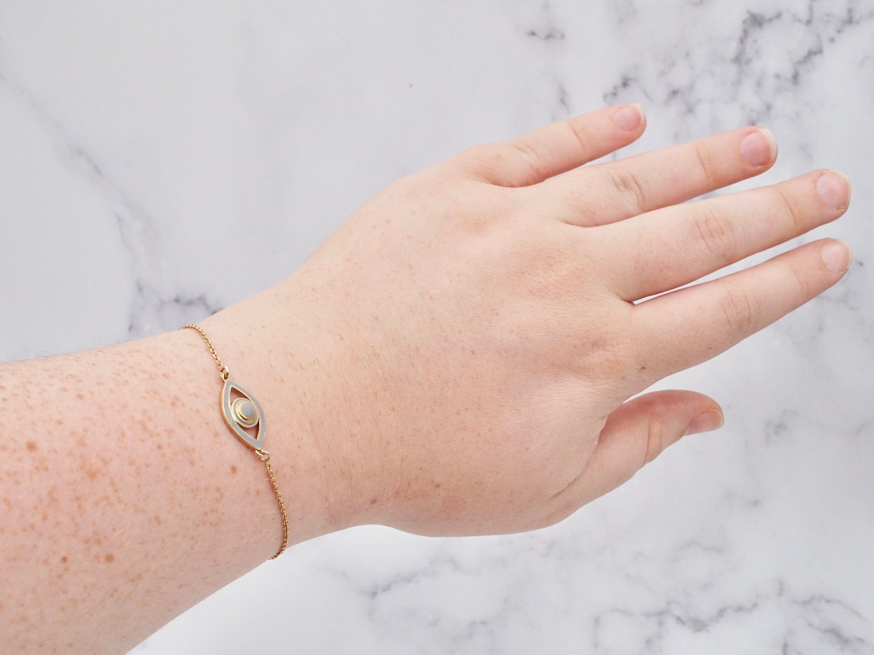 Vintage Netali Nissim gold plated sterling & enamel evil eye bracelet