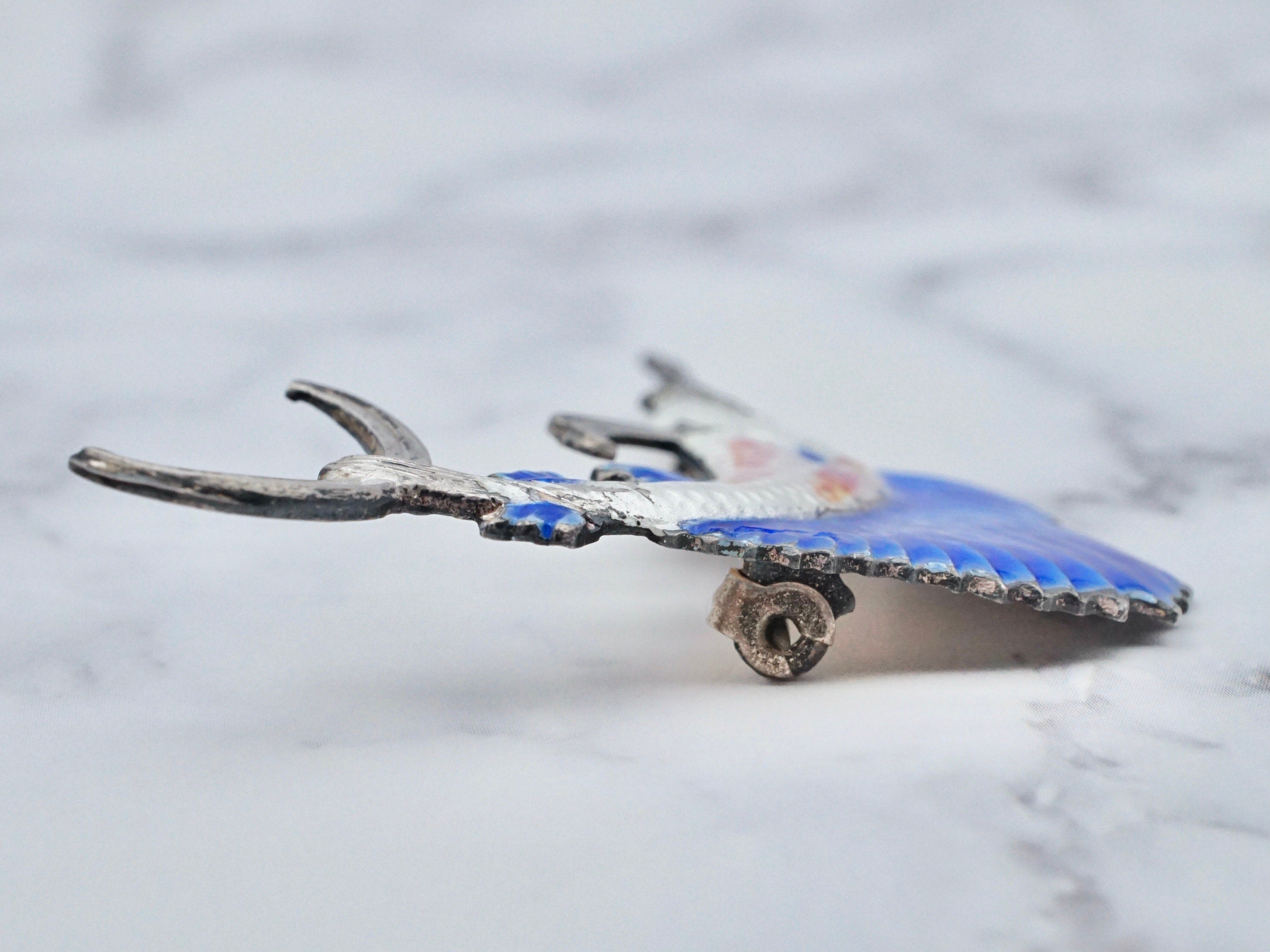 Vintage Truart Sterling & enamel swordfish brooch