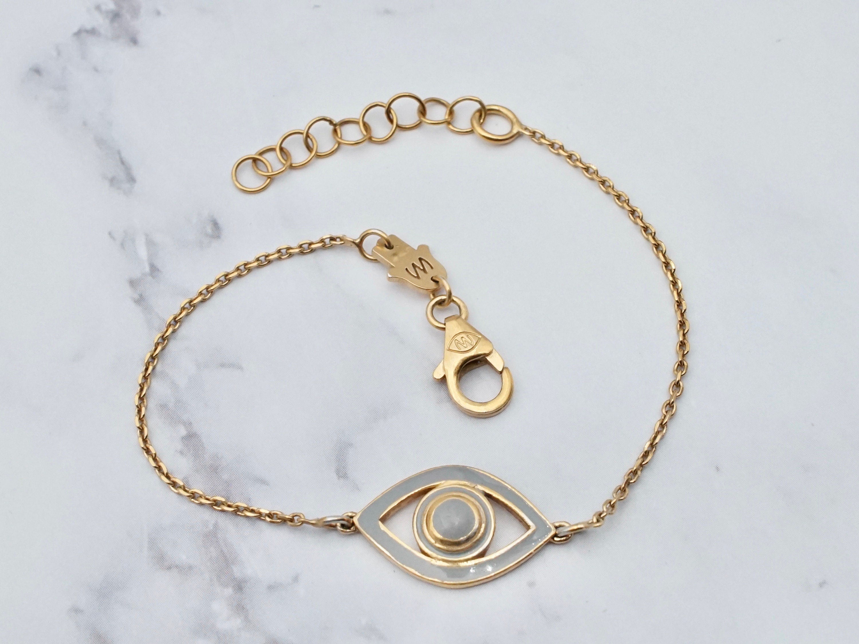 Vintage Netali Nissim gold plated sterling & enamel evil eye bracelet