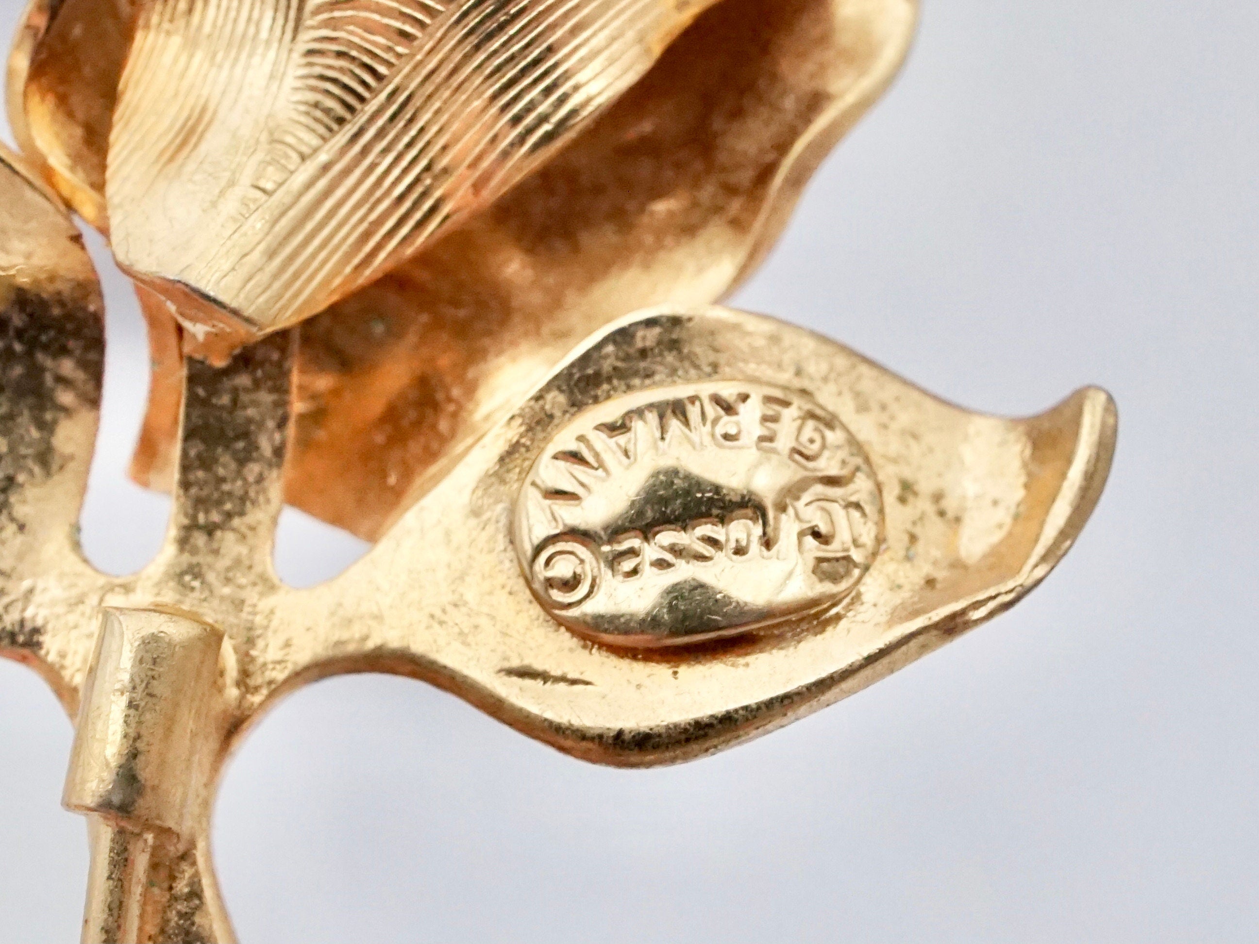 Vintage Henkel & Grosse gold plated rose stick pin