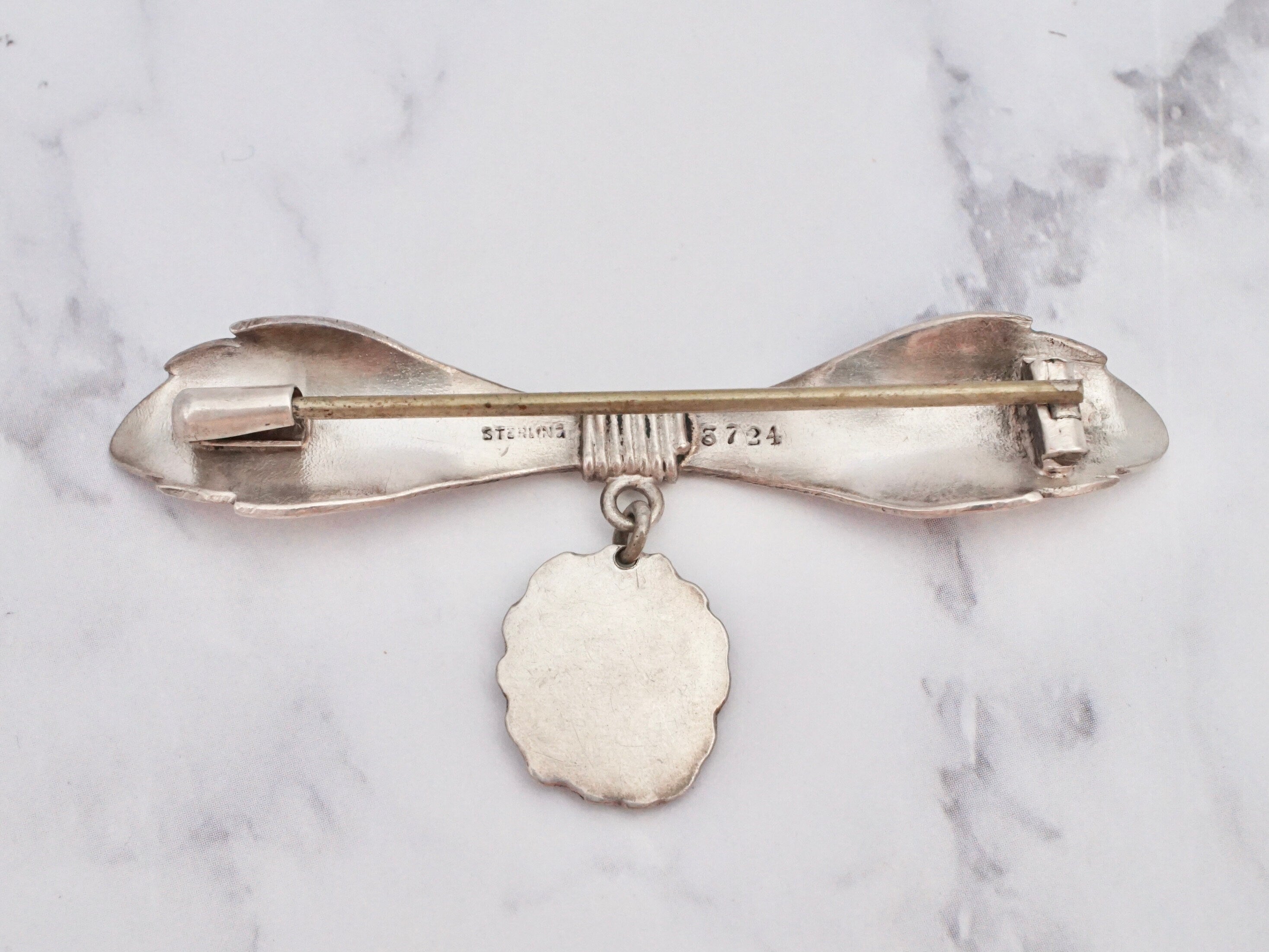 Antique Shiebler style homeric sterling lily of the valley brooch