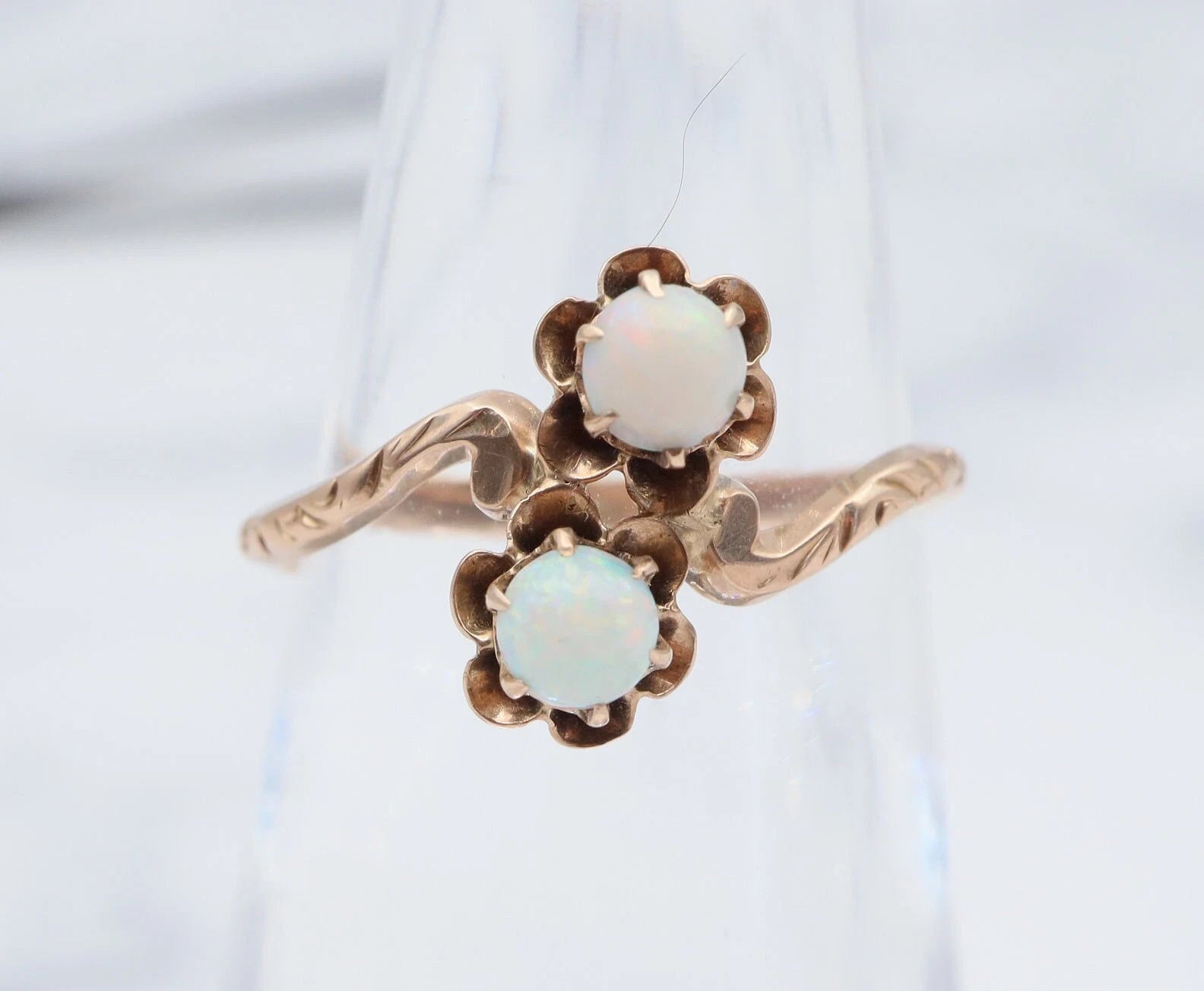 Antique Victorian 10K gold and opal bypass 