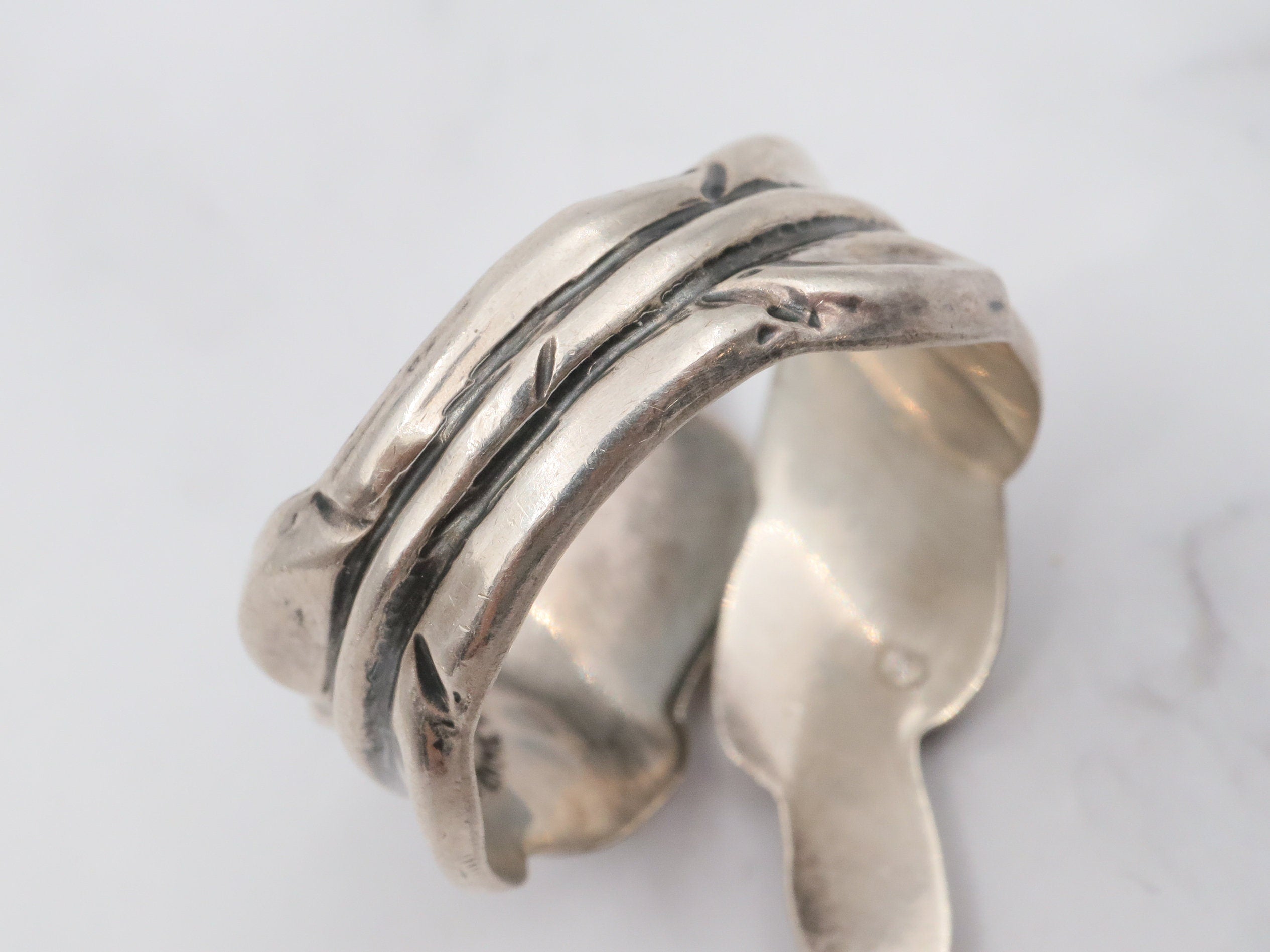 Vintage Mexican sterling feather wrap ring, size 10