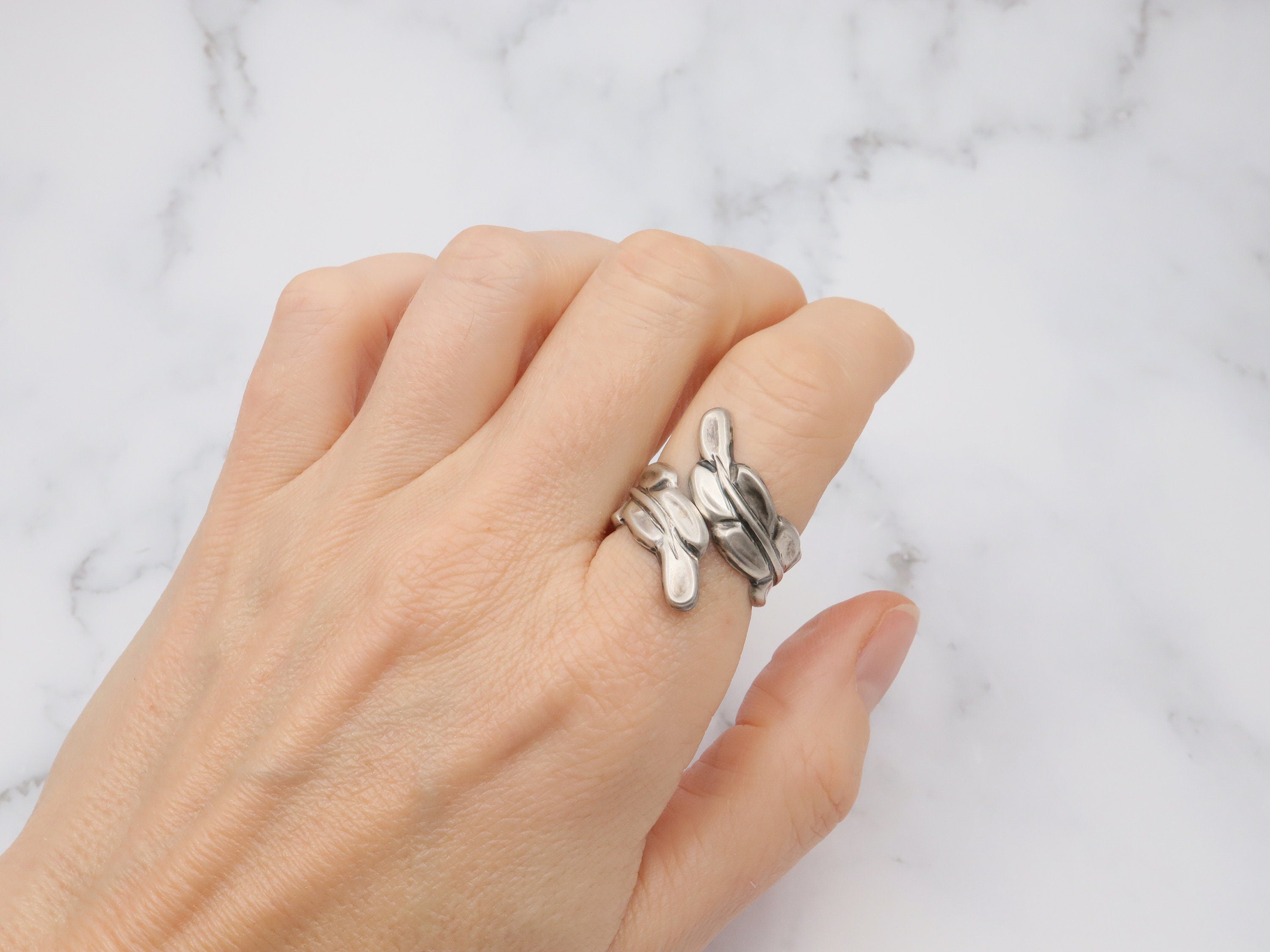 Vintage Mexican sterling feather wrap ring, size 10