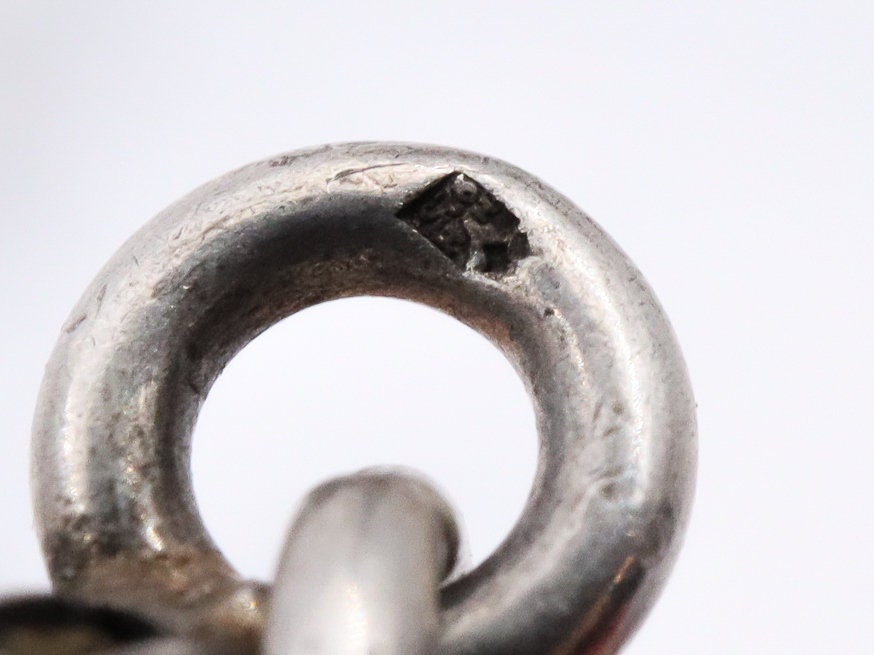 Antique sterling silver handmade fluted graduated curb link chain