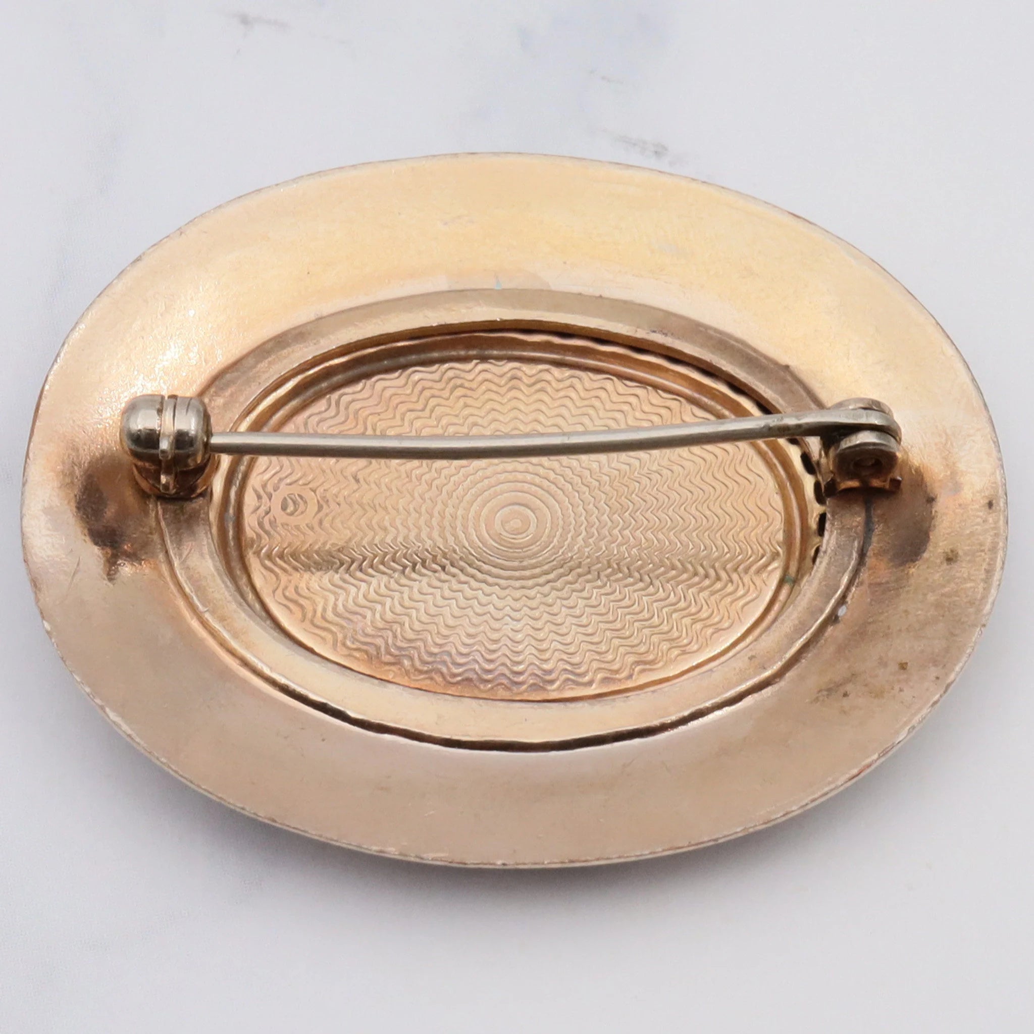 Antique Victorian gold filled and hand-painted guilloche enamel brooch