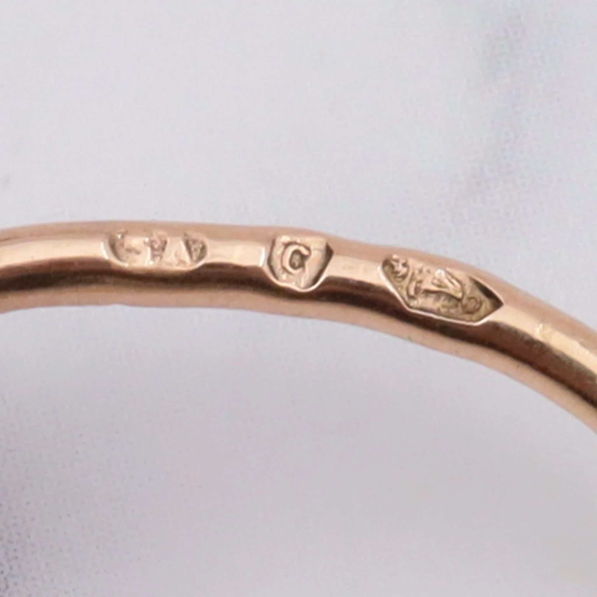 Antique French Deco 14k gold amethyst and enamel circle ring, size 7 1/4