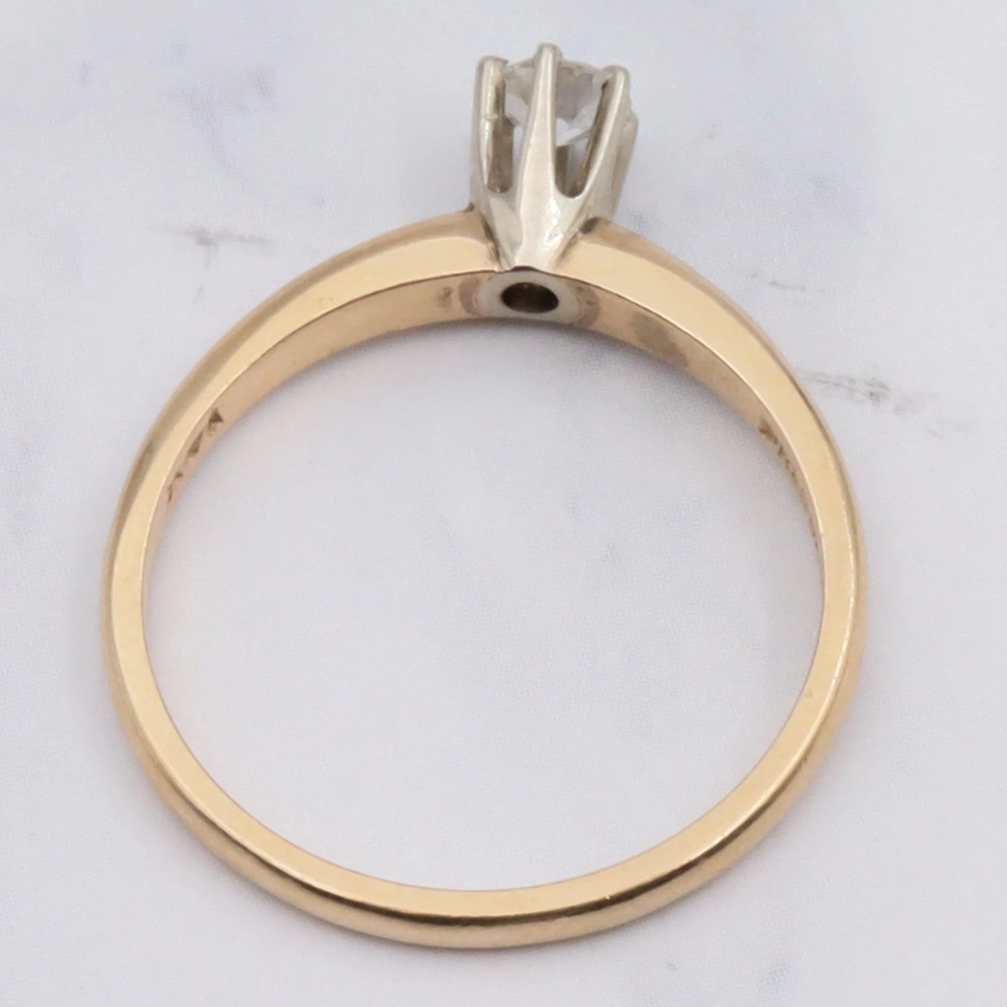 Antique 1930's Presscraft 14K .20ct Old European Cut Solitaire Diamond - Size 6.25