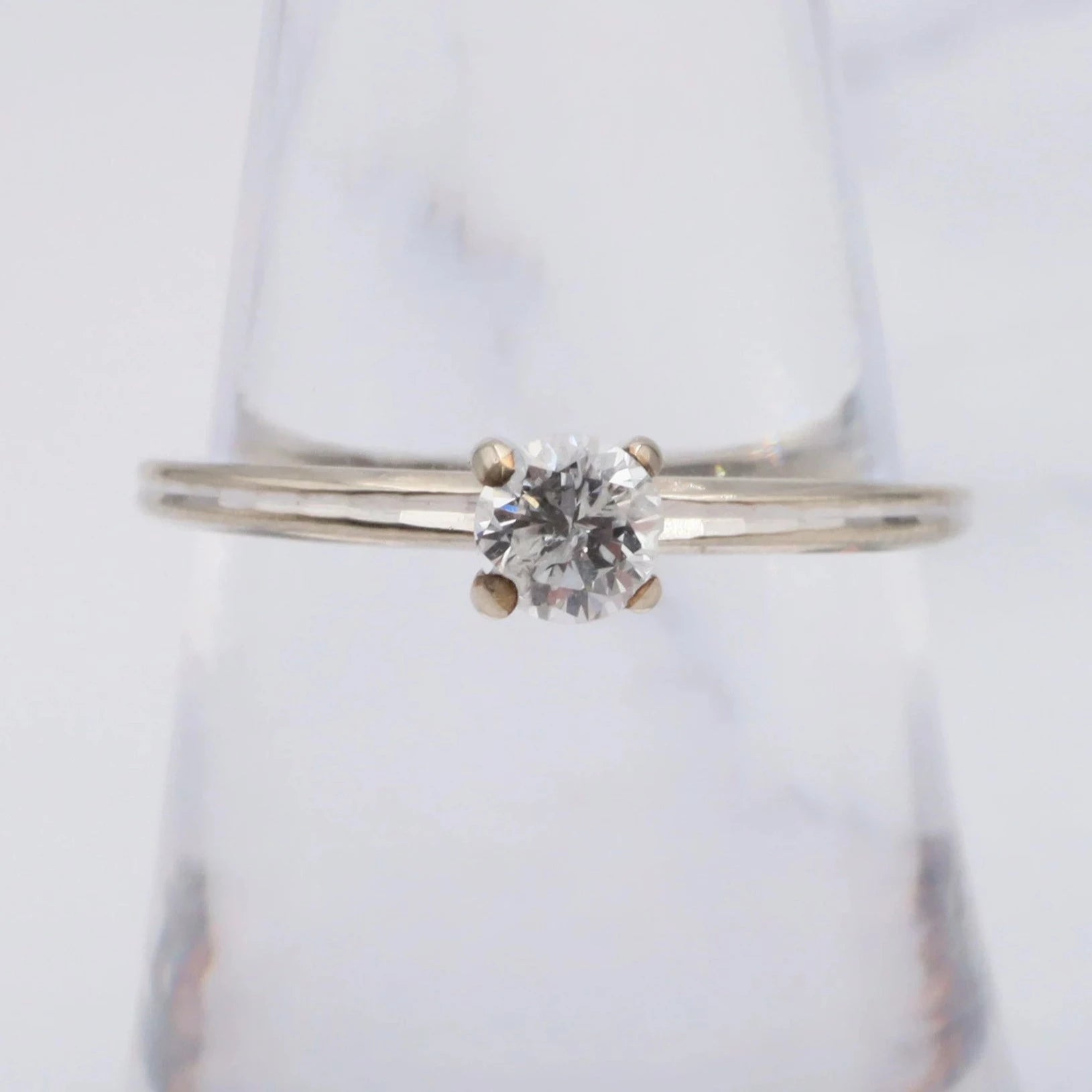 Antique Art Deco 14k white gold .25ct diamond solitaire ring, size 7.25