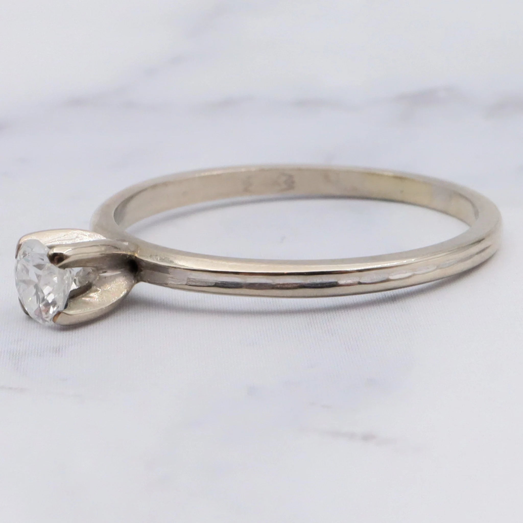 Antique Art Deco 14k white gold .25ct diamond solitaire ring, size 7.25