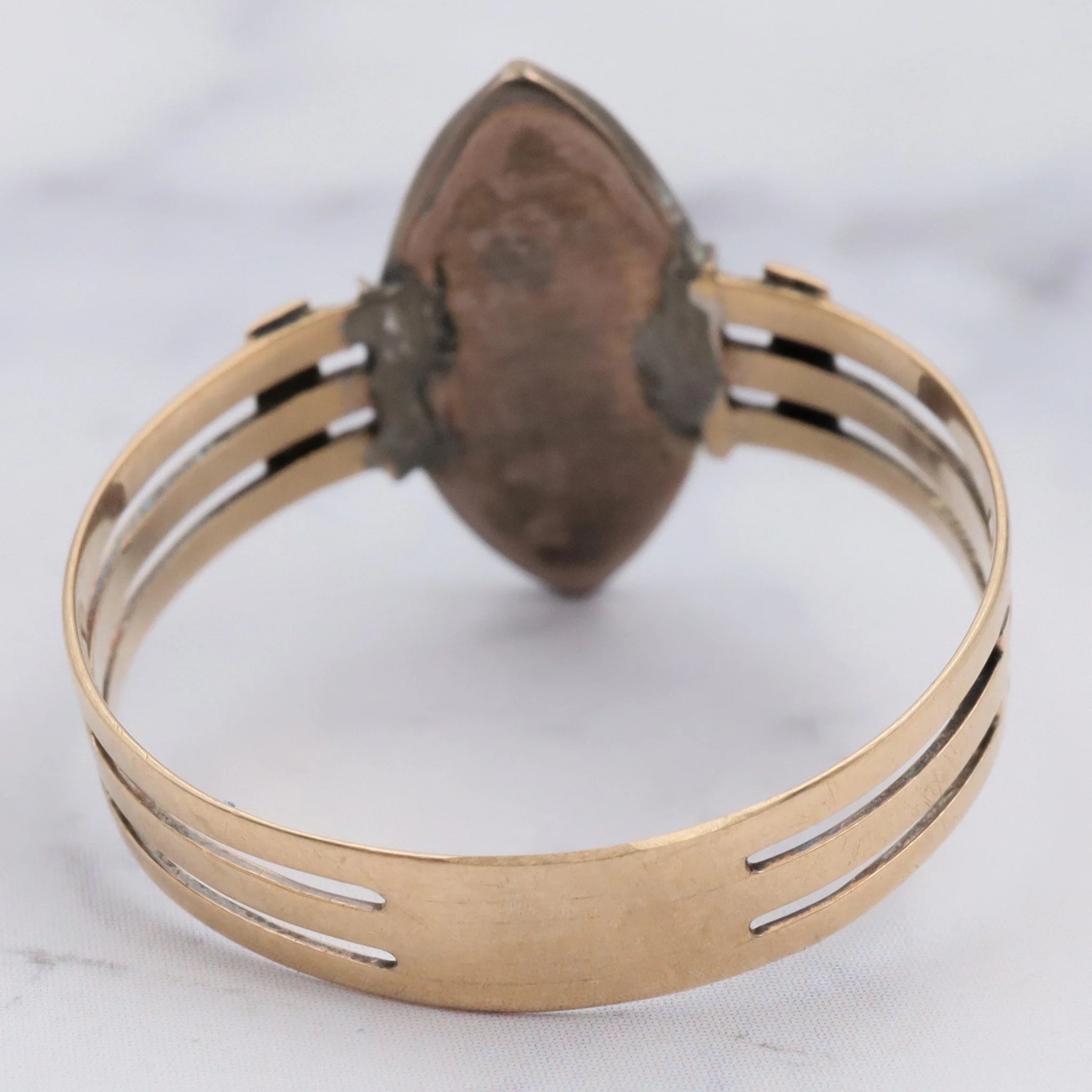 Antique Victorian 14K Turquoise navette ring - size 9