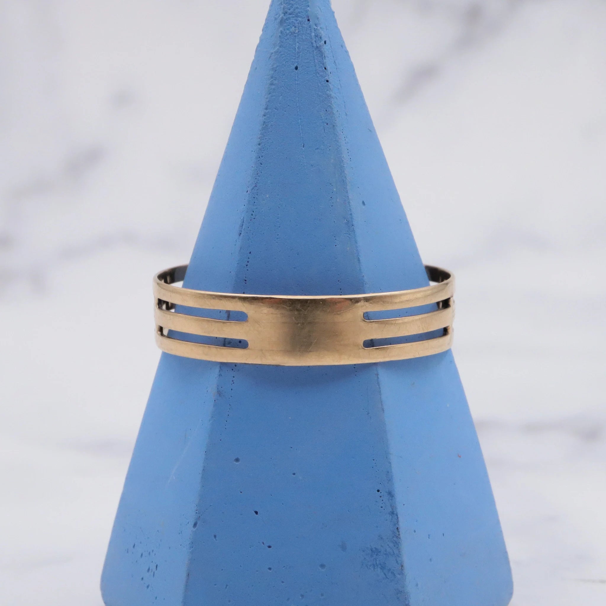 Antique Victorian 14K Turquoise navette ring - size 9