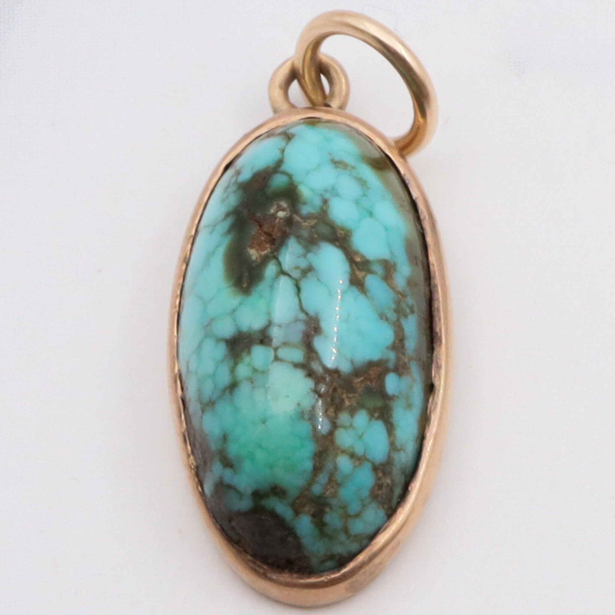 Antique victorian 10K gold turquoise in matrix pendant