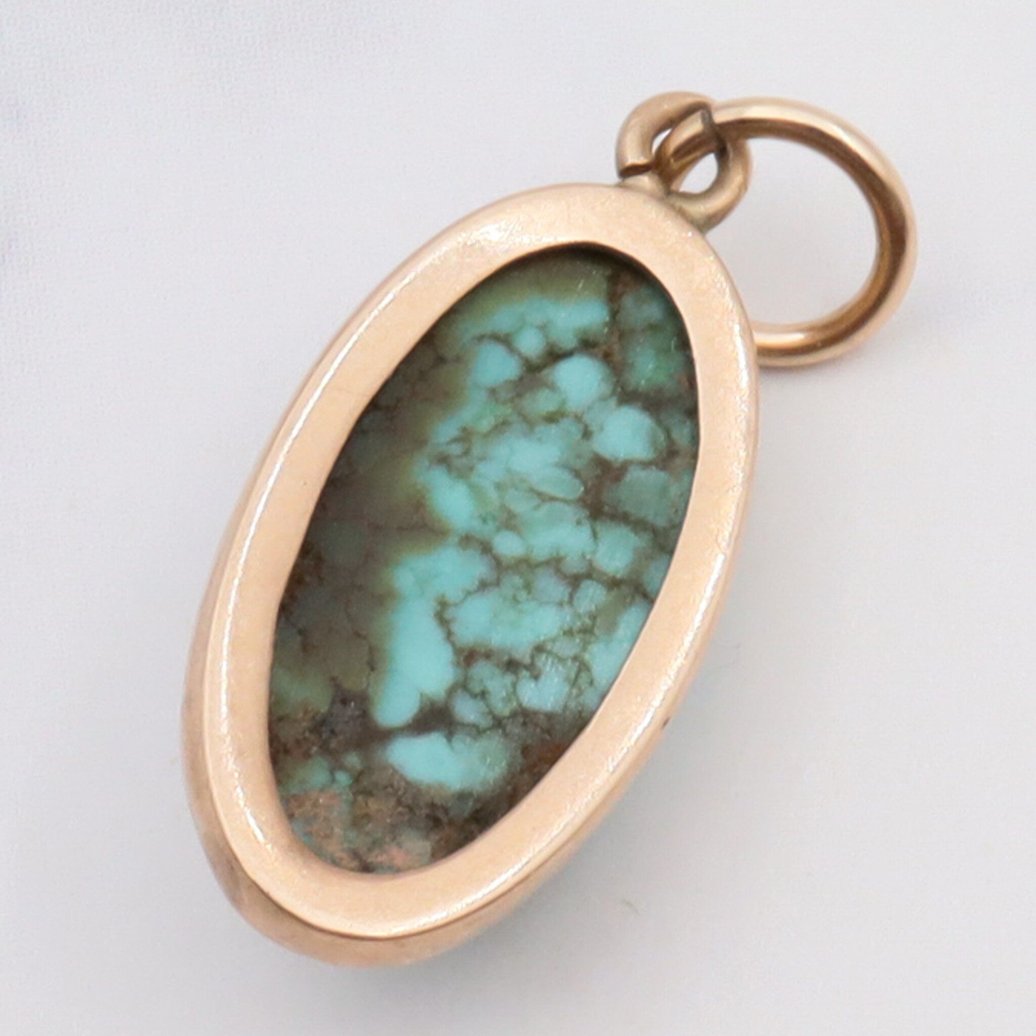 Antique victorian 10K gold turquoise in matrix pendant