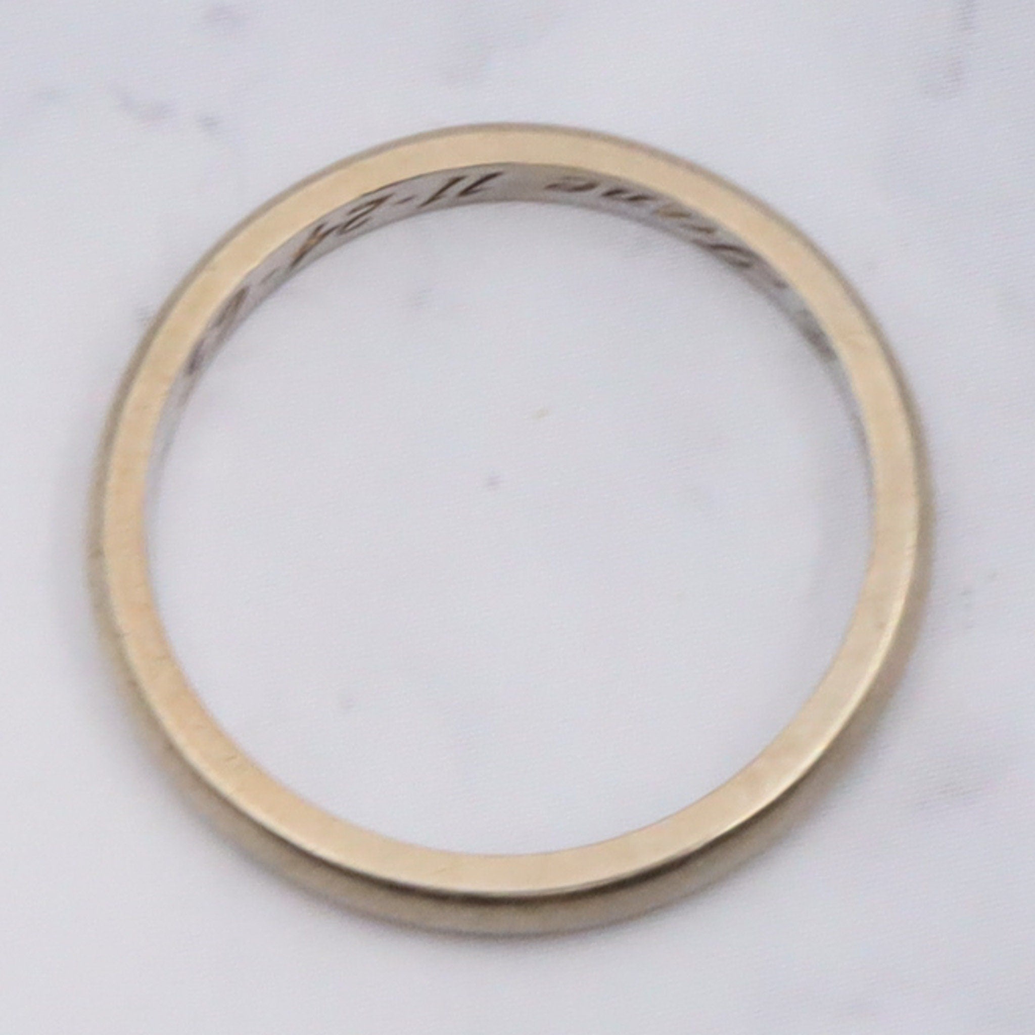 Vintage 1965 14k white gold 2mm band inscribed "Edward to Jane" size 5.75
