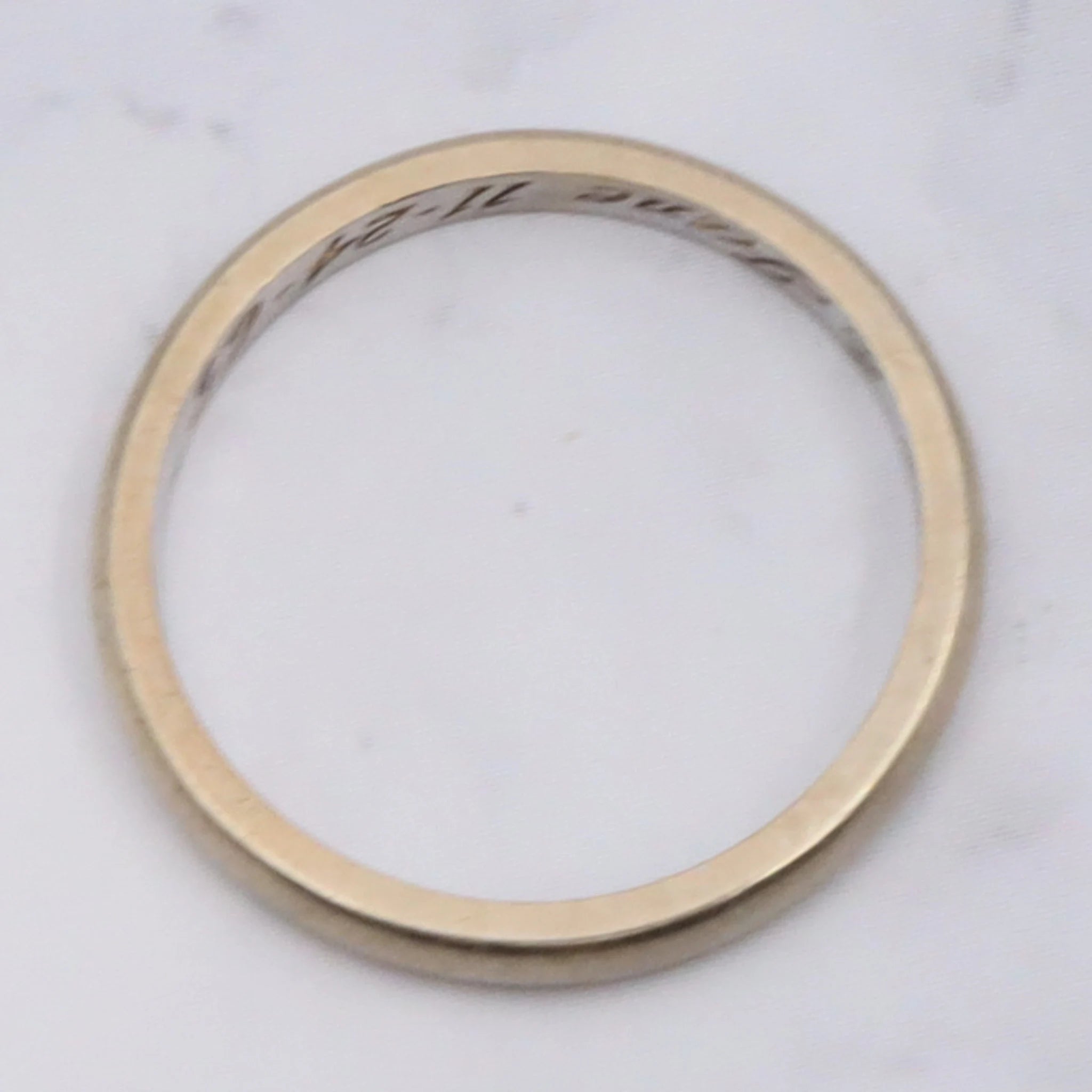 Vintage 1965 14k white gold 2mm band inscribed "Edward to Jane" size 5.75