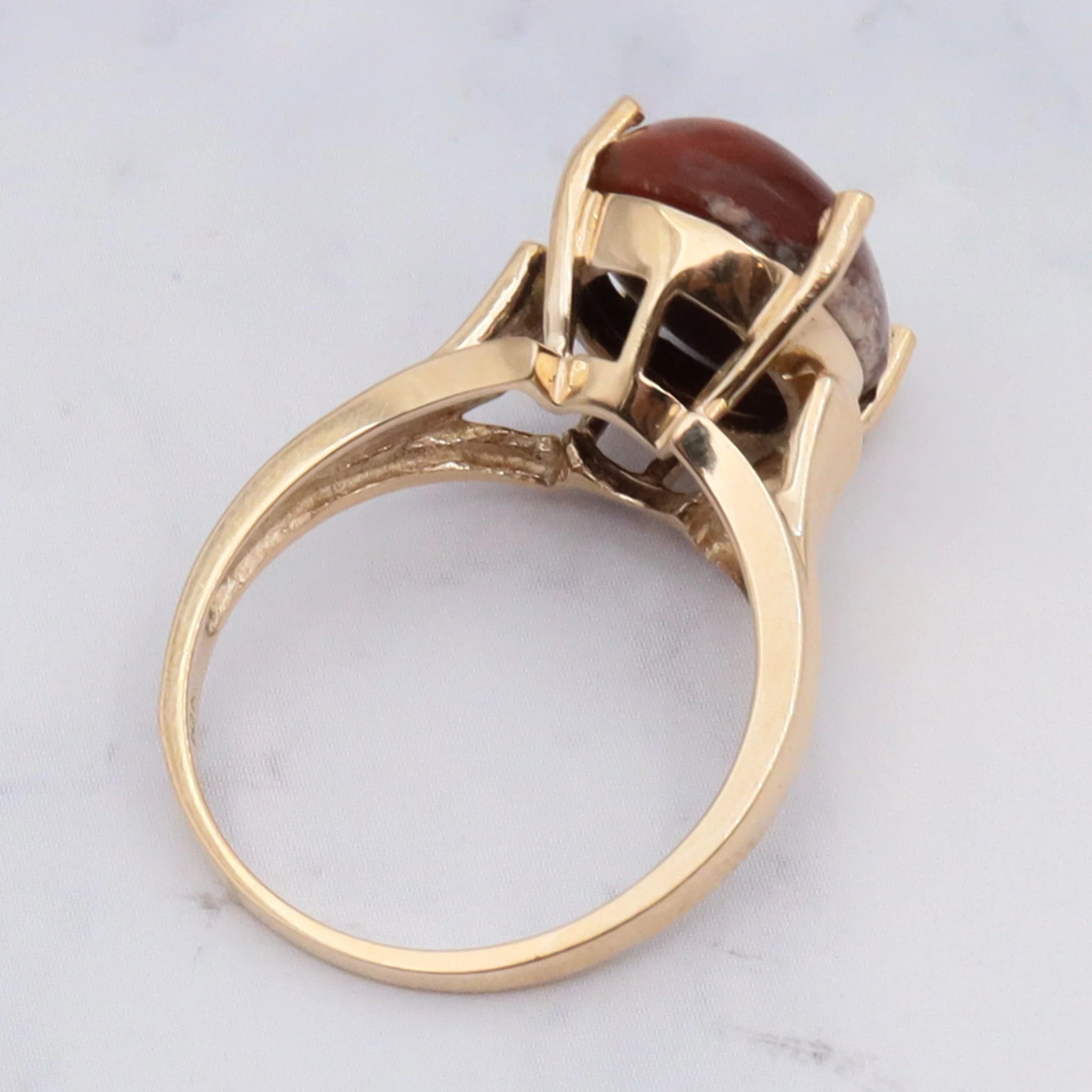 Vintage 10K Gold Mexican Fire Opal with Matrix Ring - Size 5 3/4