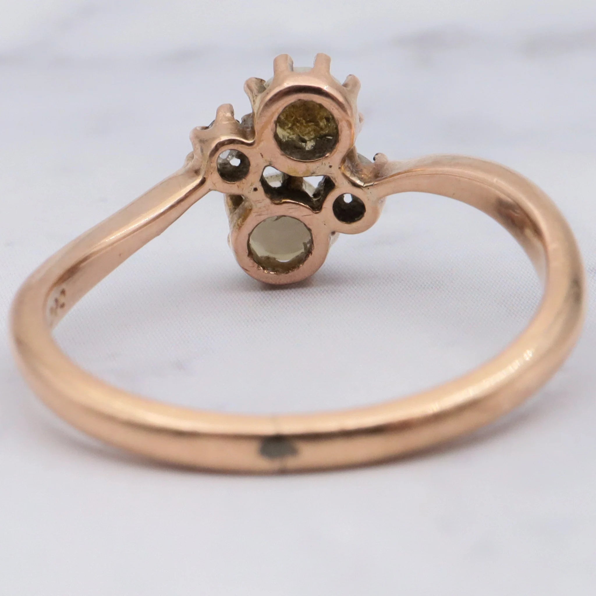 Antique Victorian 14k Gold Pearl & Rose Cut Diamond Ring Size 4.25