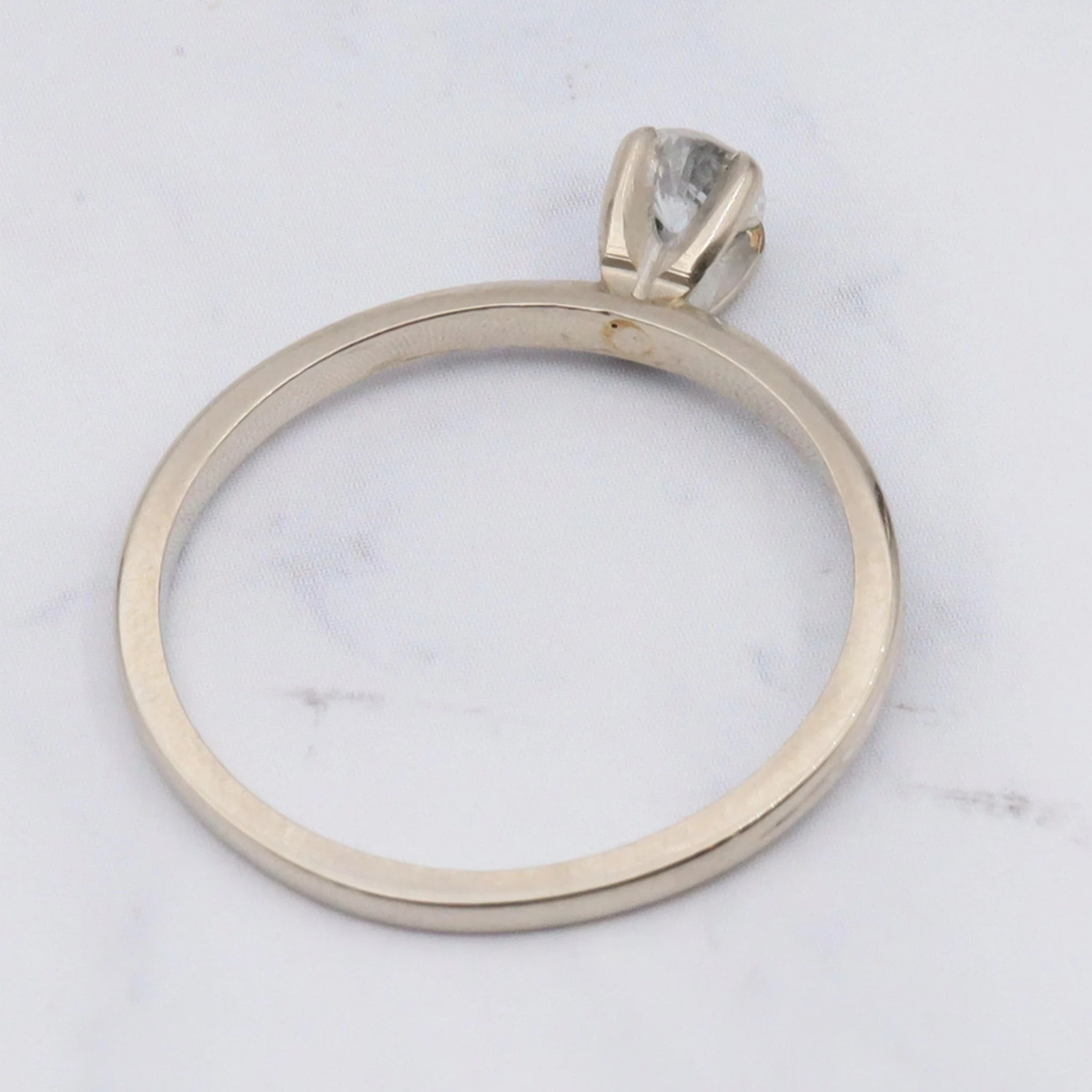 Antique Art Deco 14k white gold .25ct diamond solitaire ring, size 7.25