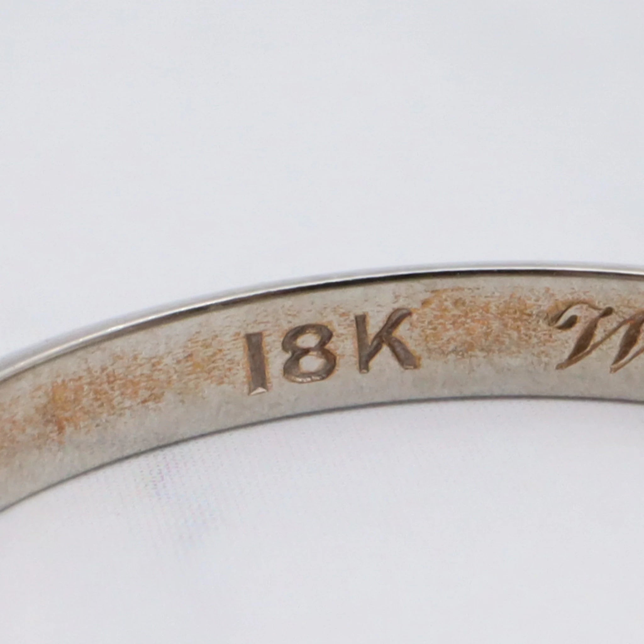 Vintage 1934 18K White Gold Etched Design Band with Initials - Size 5.5