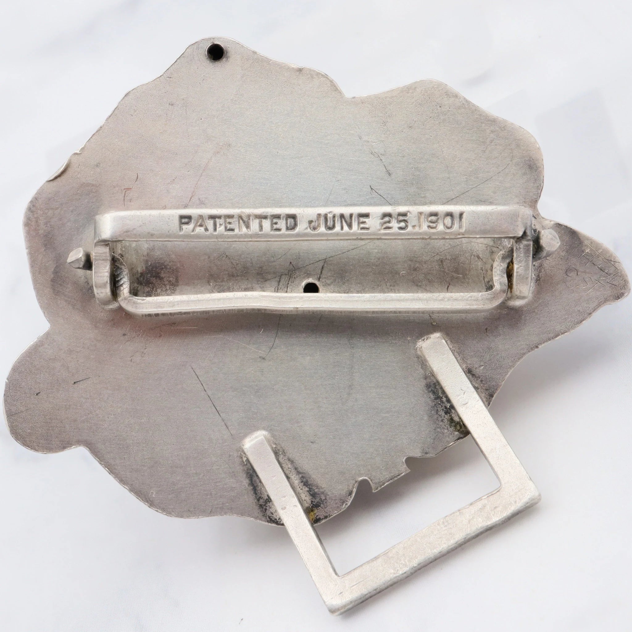 Antique art nouveau William B Kerr sterling silver poppy two-part buckle