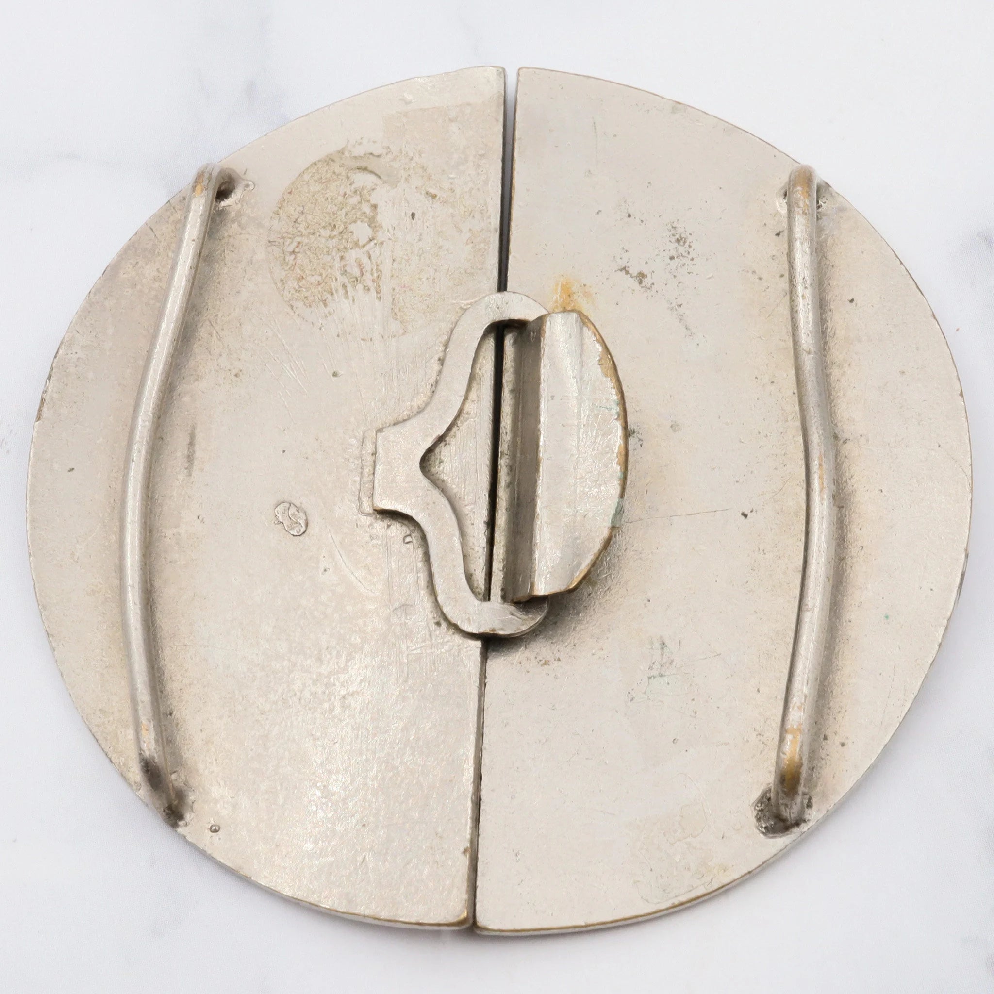 Art Nouveau silver plated enamel two-piece butterfly buckle