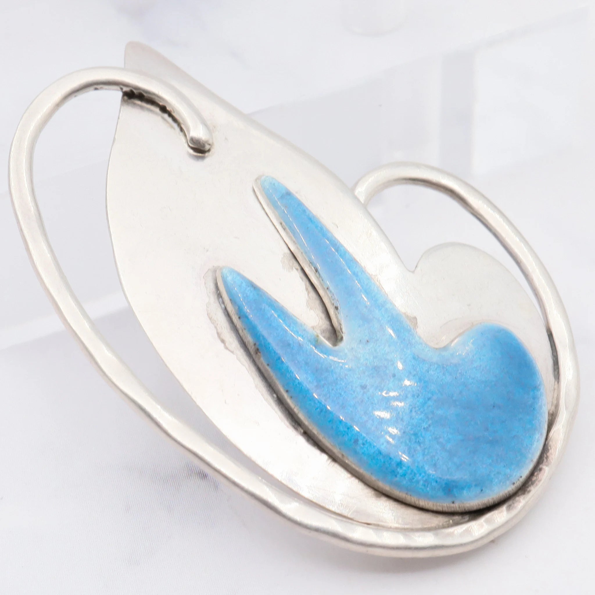 Antique arts and craft period sterling/enamel abstract brooch