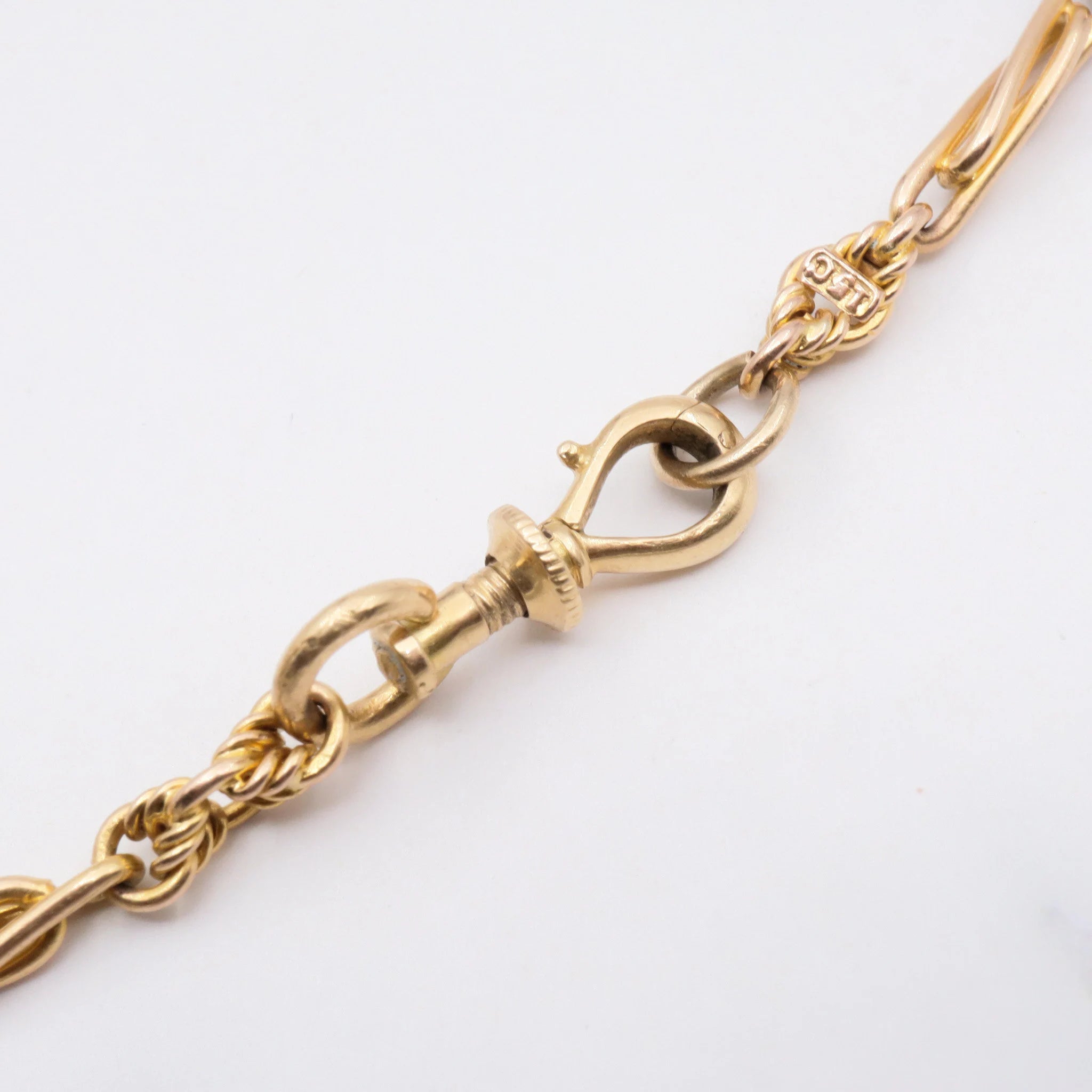 Antique victorian 15k gold fancy link chain w/ French gold hinged dog clip clasp