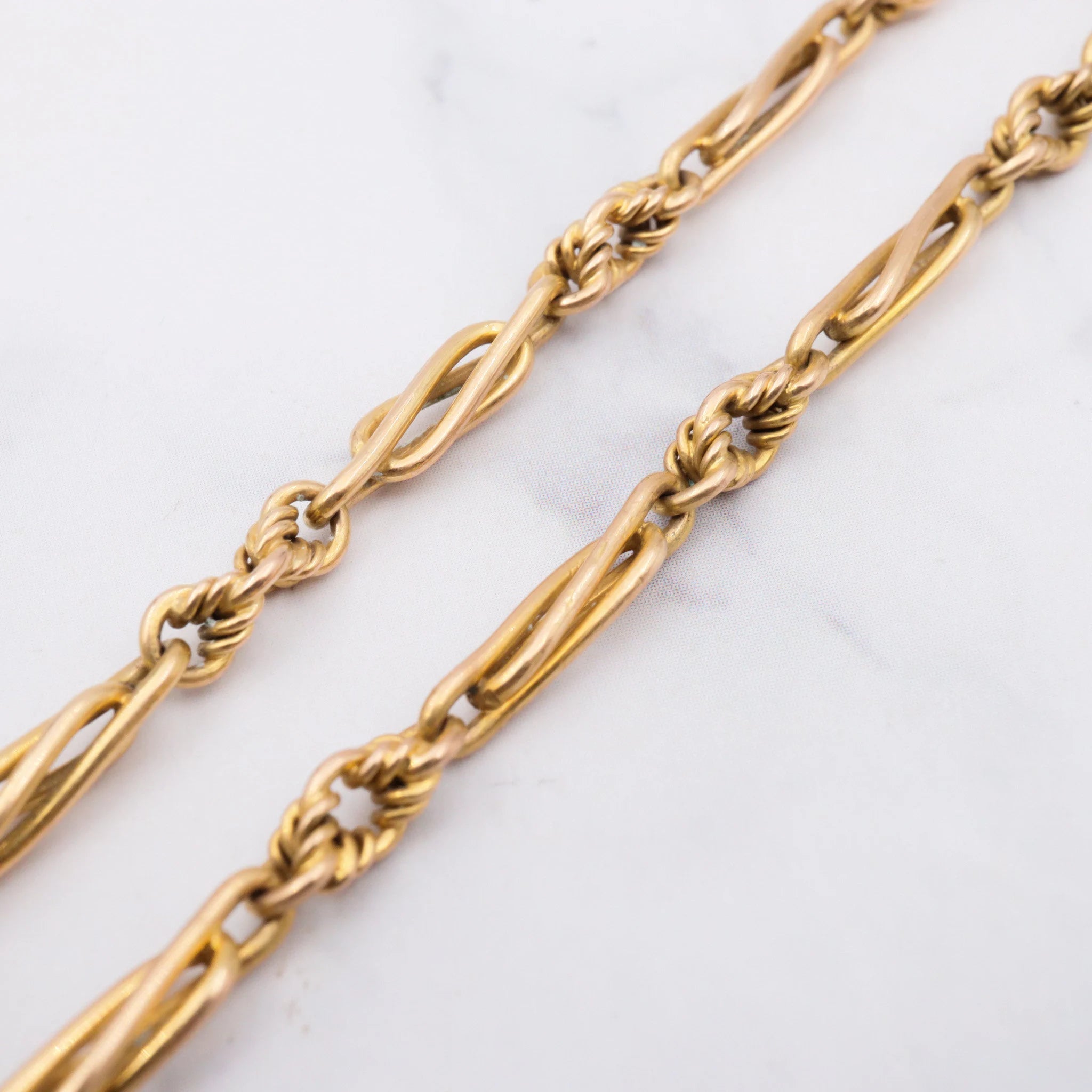 Antique victorian 15k gold fancy link chain w/ French gold hinged dog clip clasp