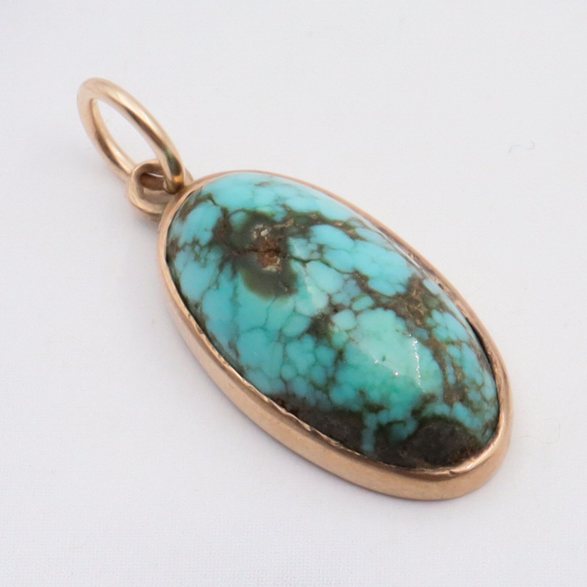 Antique victorian 10K gold turquoise in matrix pendant
