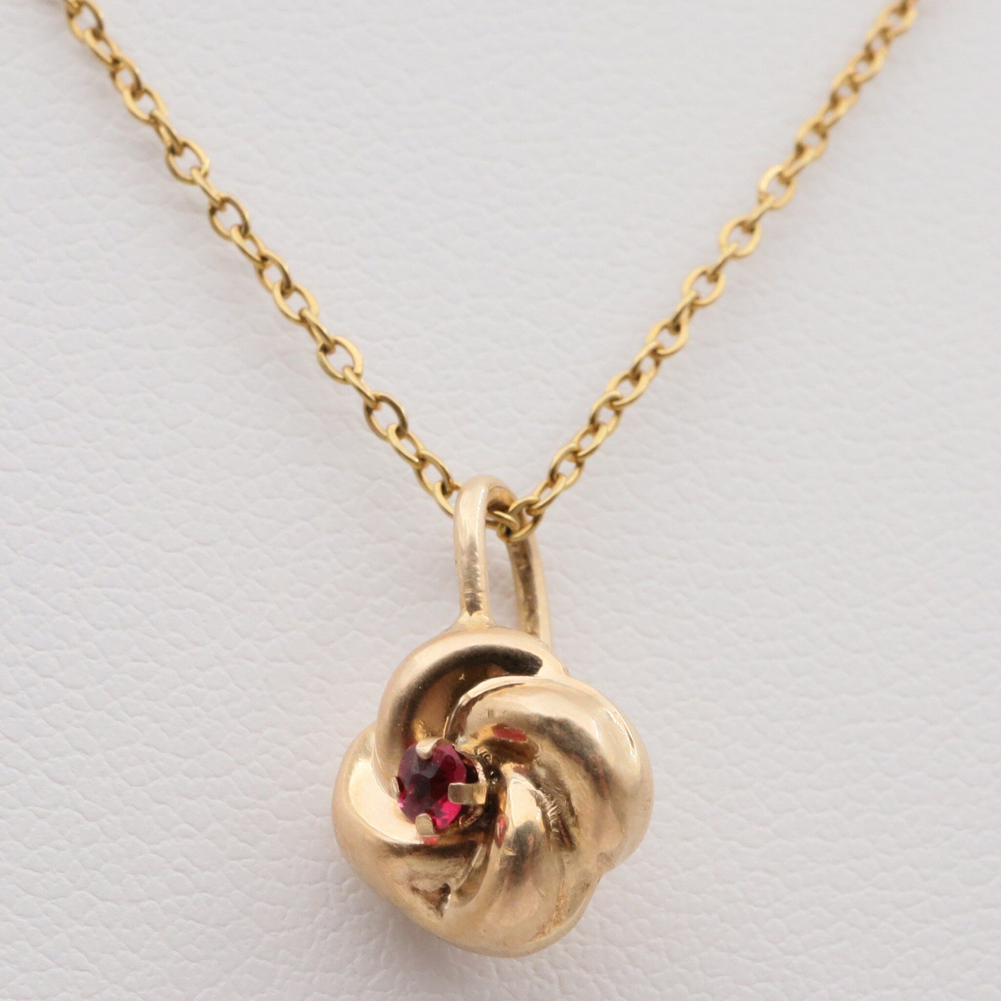 Antique victorian 14K gold & ruby glass pendant