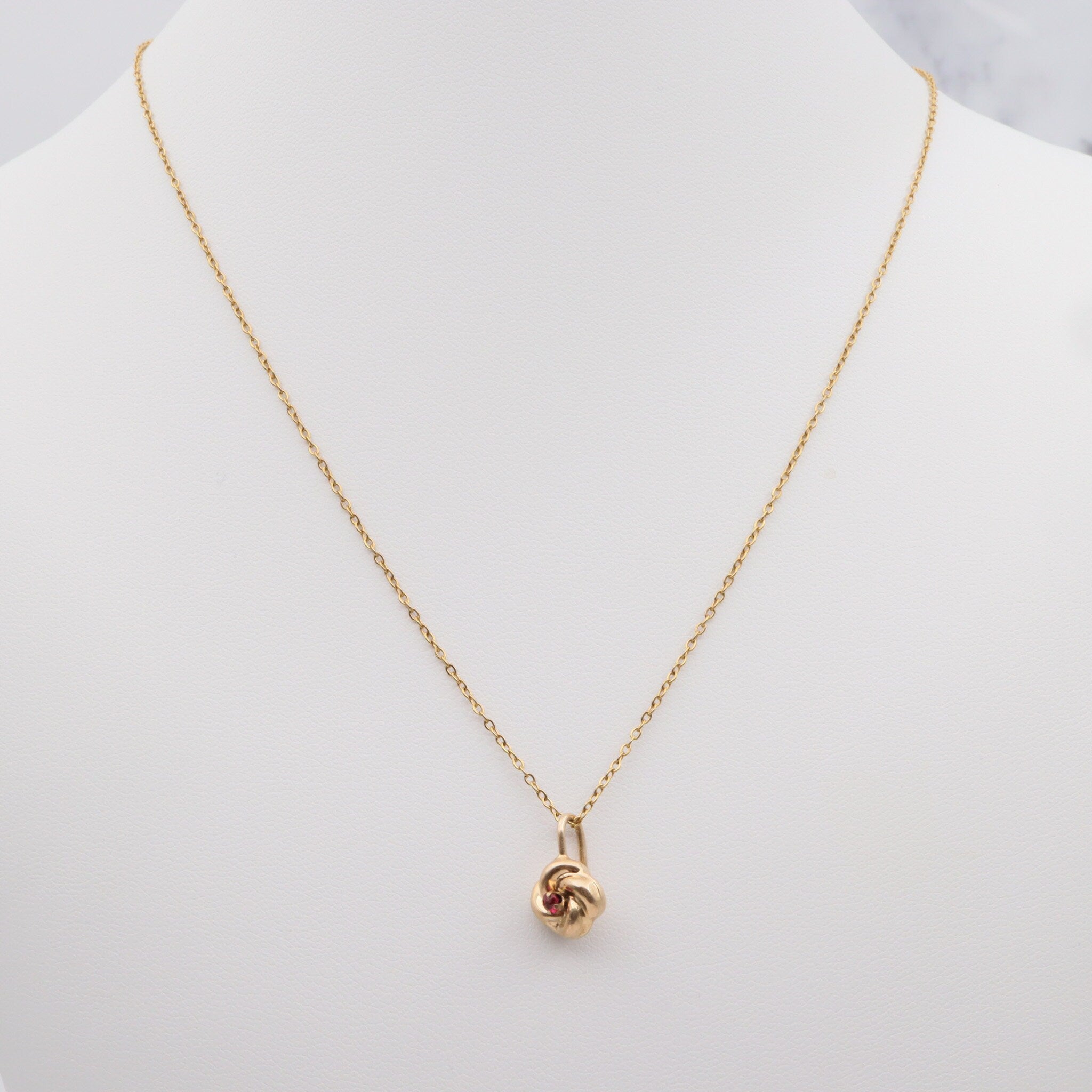 Antique victorian 14K gold & ruby glass pendant