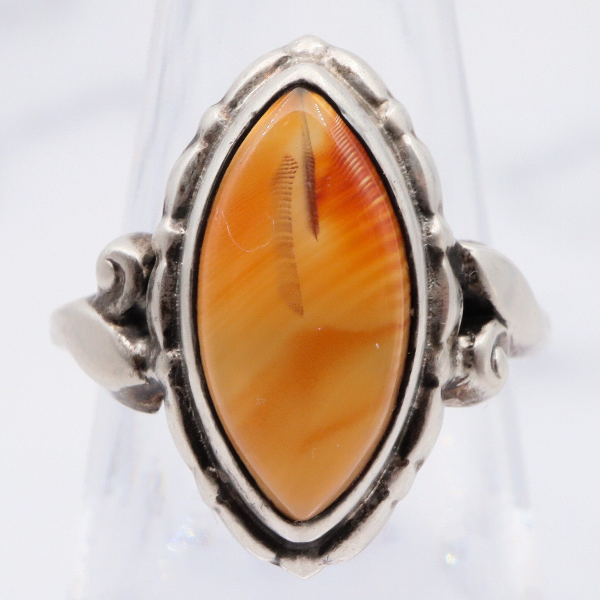 Antique Uncas sterling & carnelian agate ring, sz 5.25