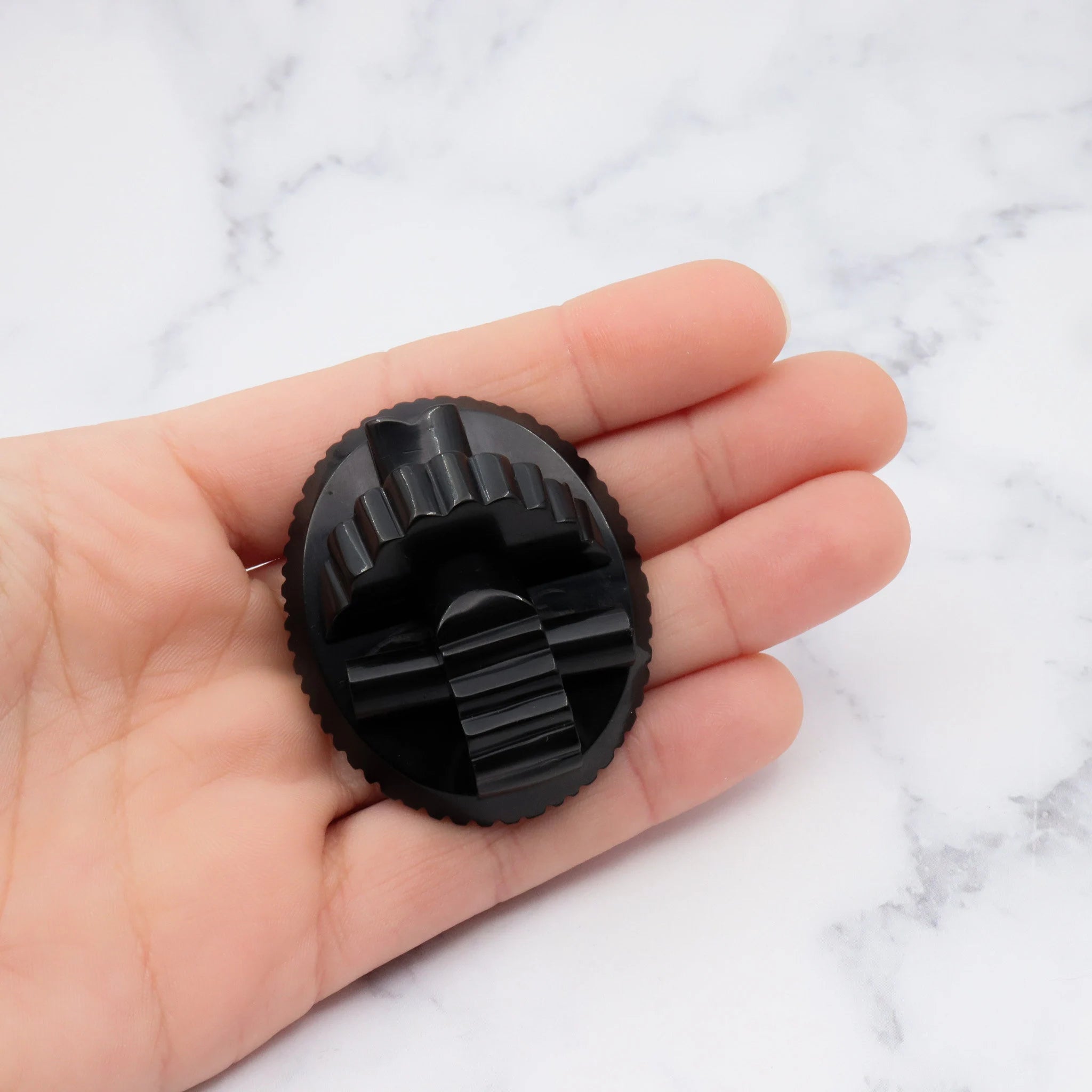 Antique Victorian caved bakelite mourning brooch