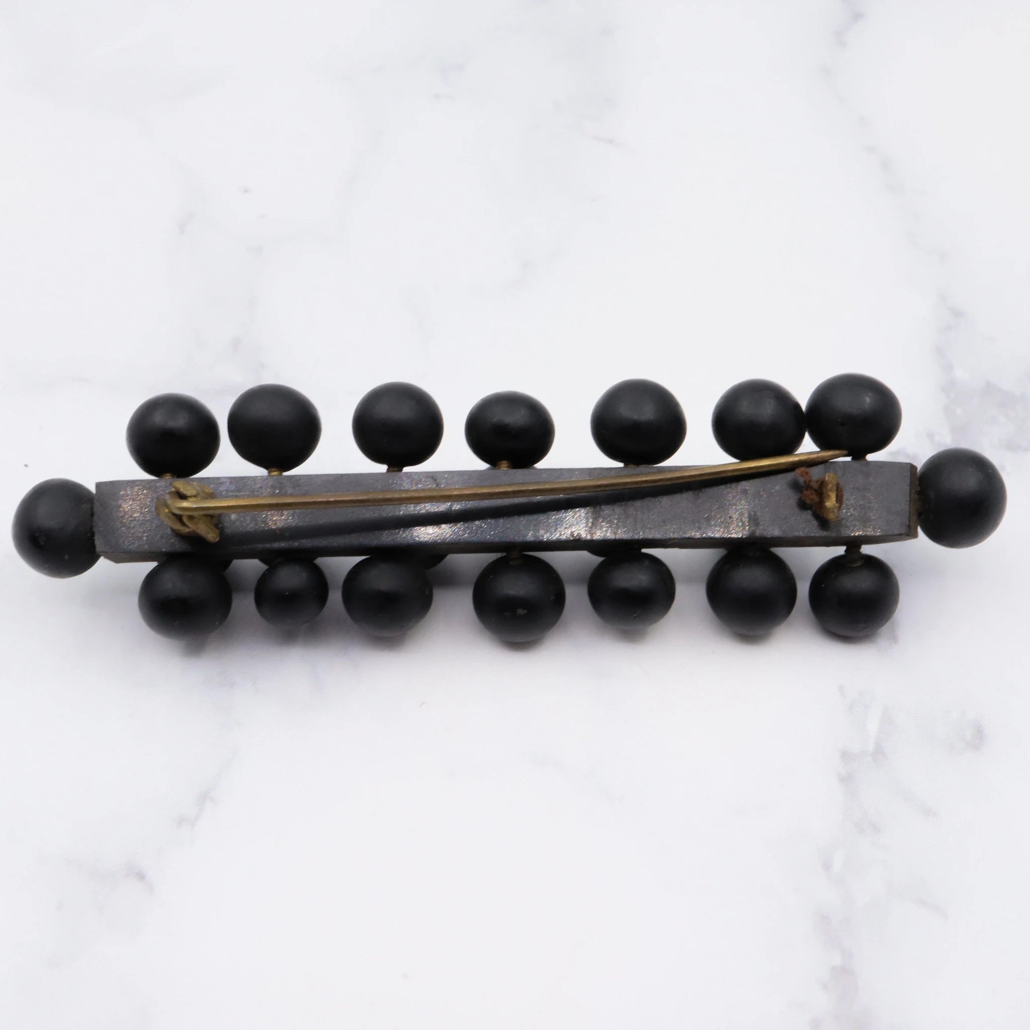 Antique Victorian french jet mourning brooch