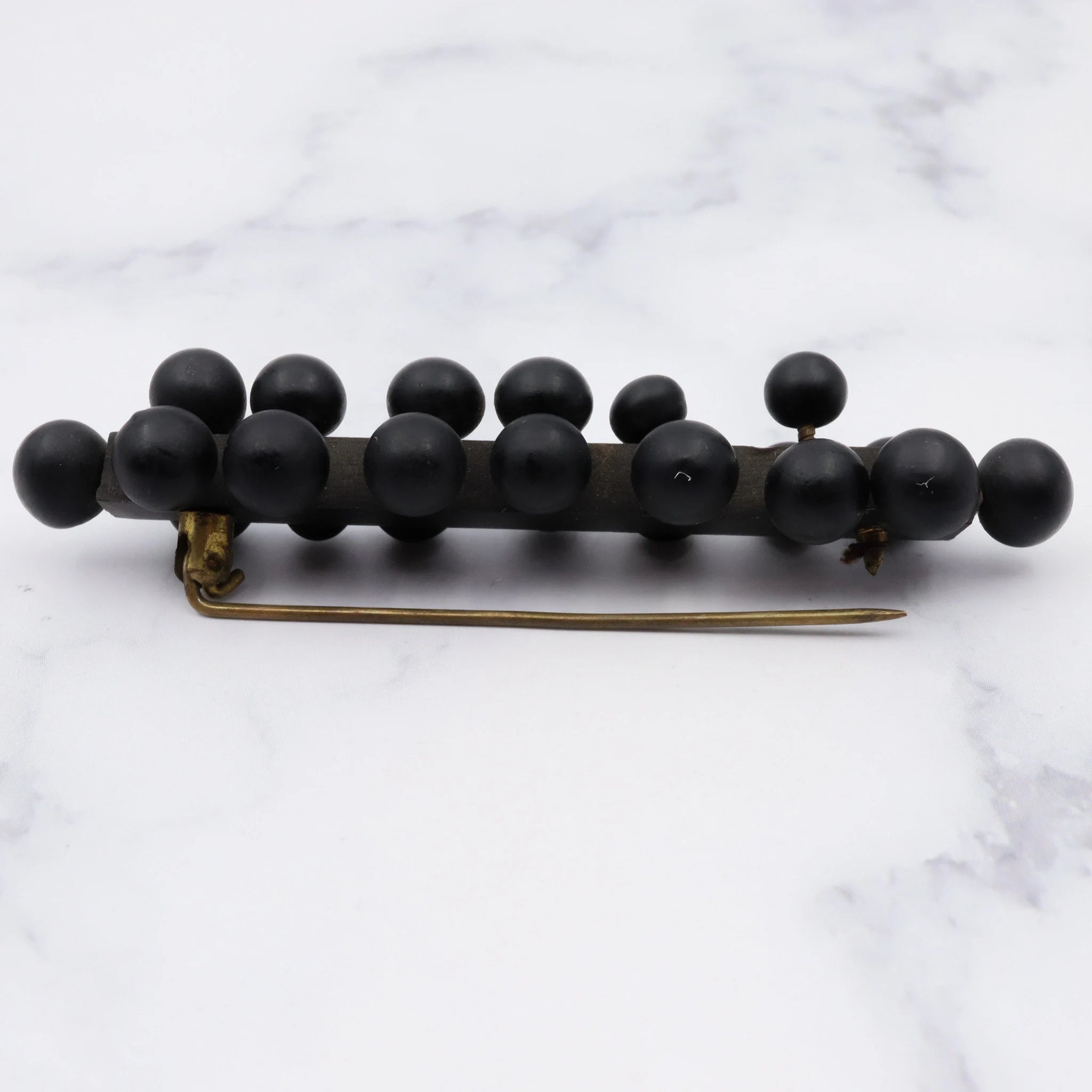 Antique Victorian french jet mourning brooch