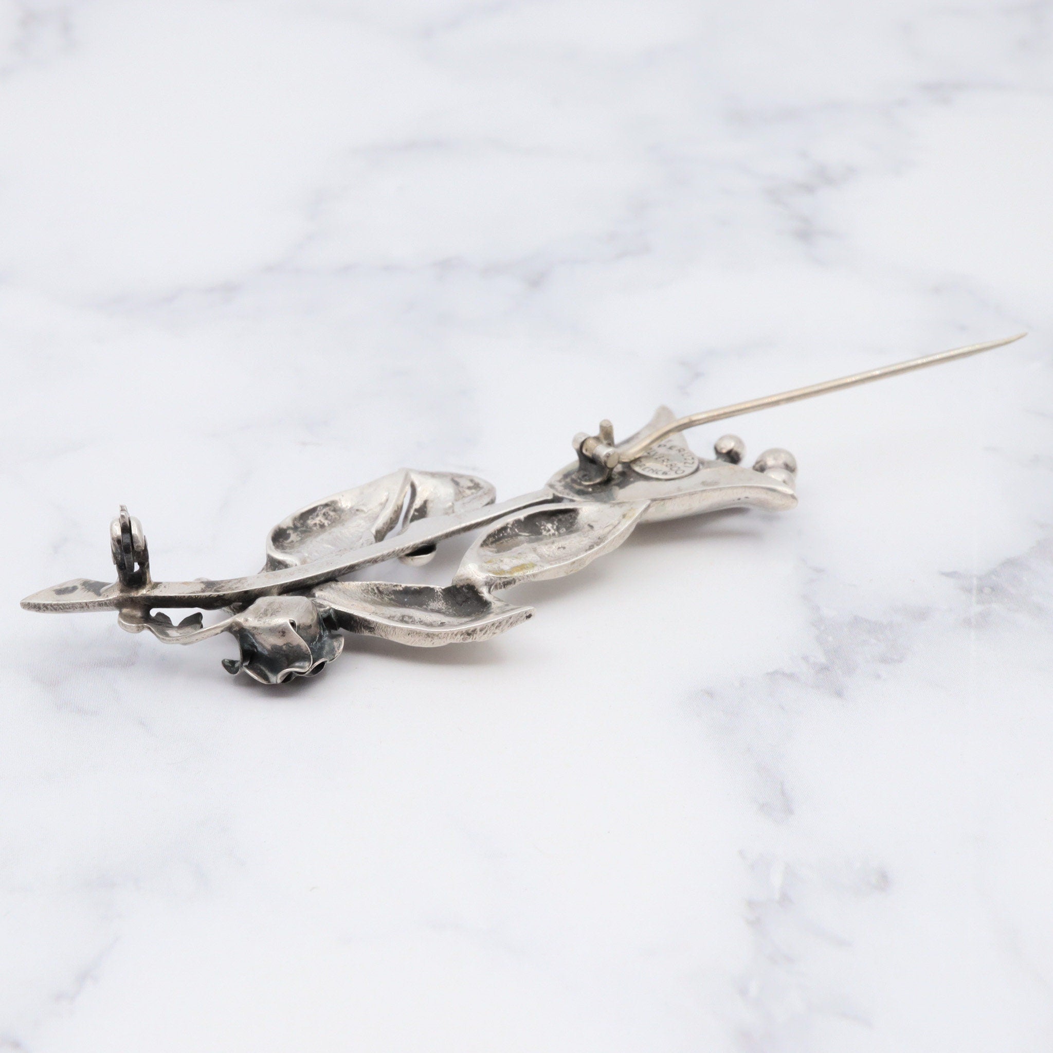 Antique Peruzzi Florence .800 silver flower brooch