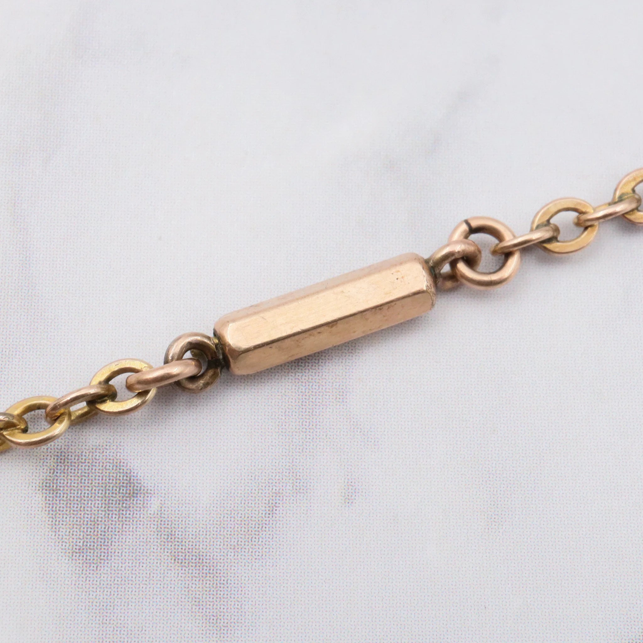 Antique Victorian gold filled pink tourmaline glass festoon necklace, 15.5