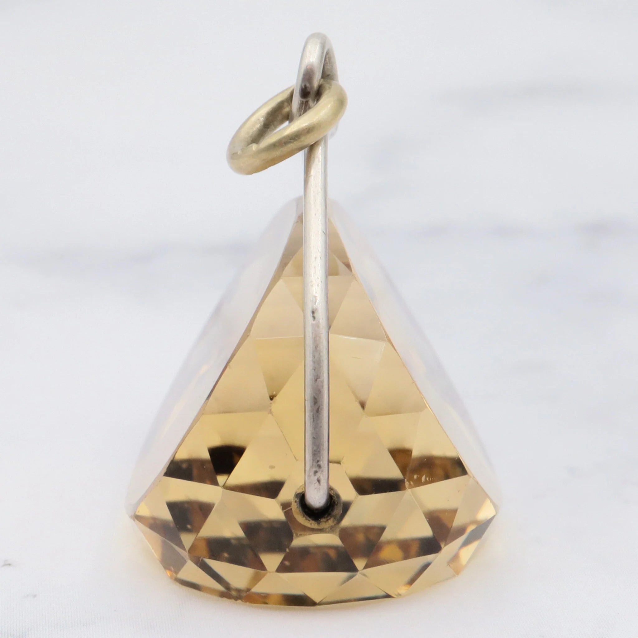 Antique Victorian faceted citrine spinning signet fob with sterling silver wire