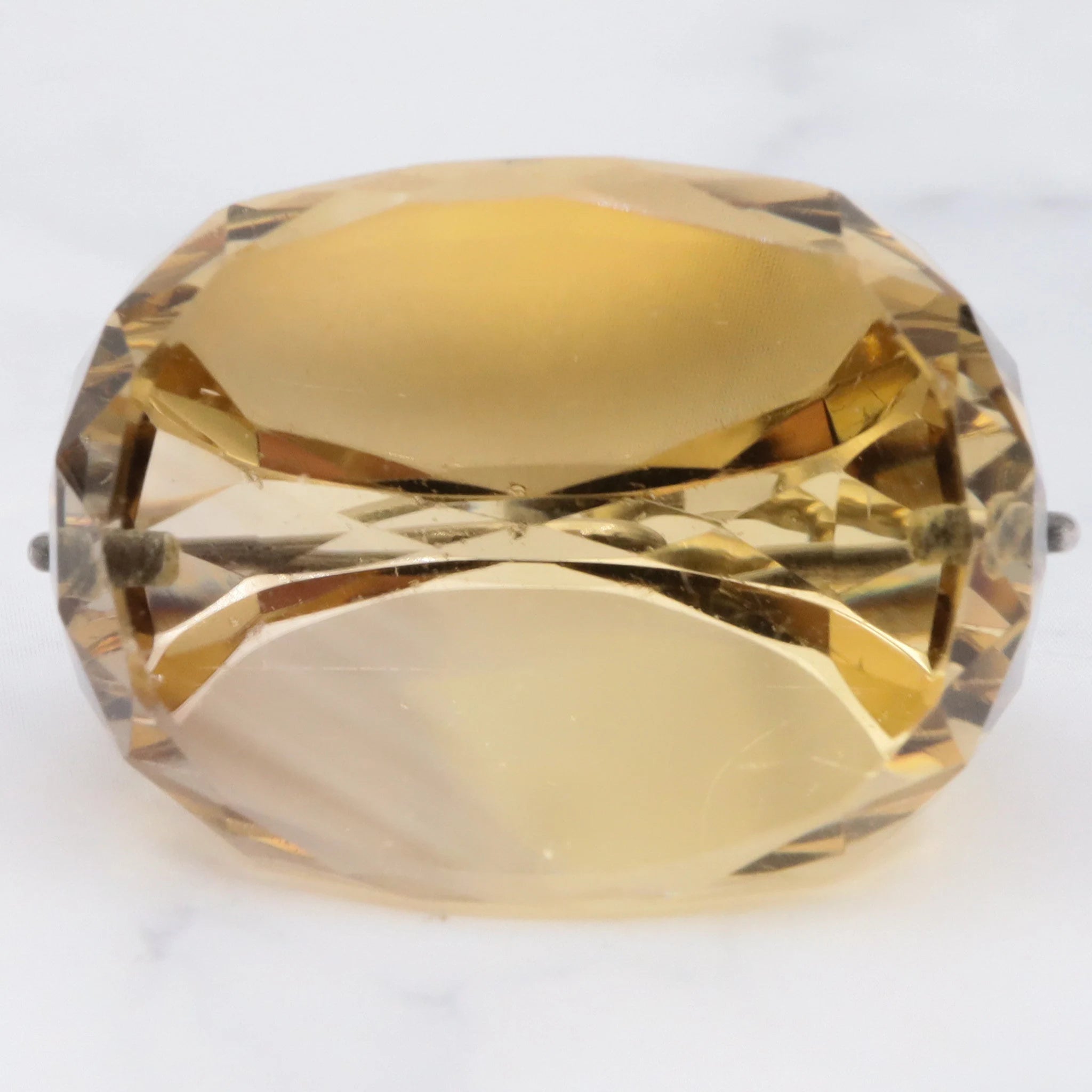 Antique Victorian faceted citrine spinning signet fob with sterling silver wire