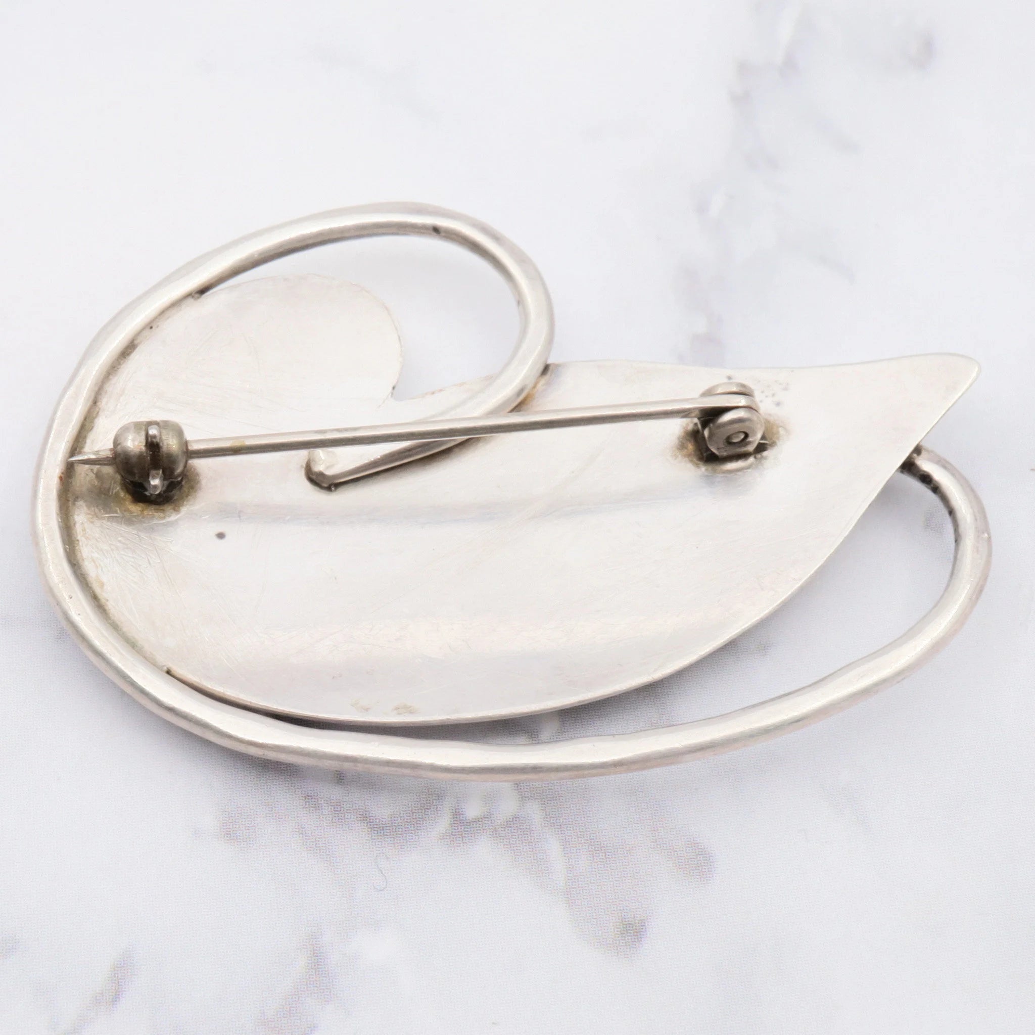 Antique arts and craft period sterling/enamel abstract brooch