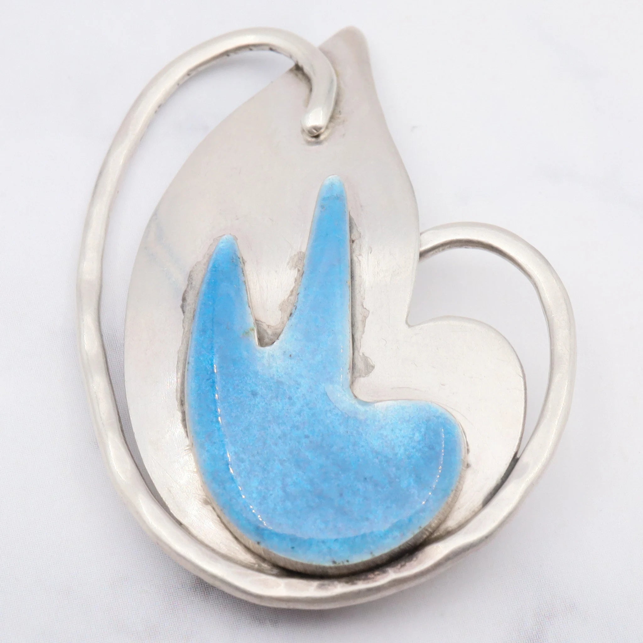 Antique arts and craft period sterling/enamel abstract brooch