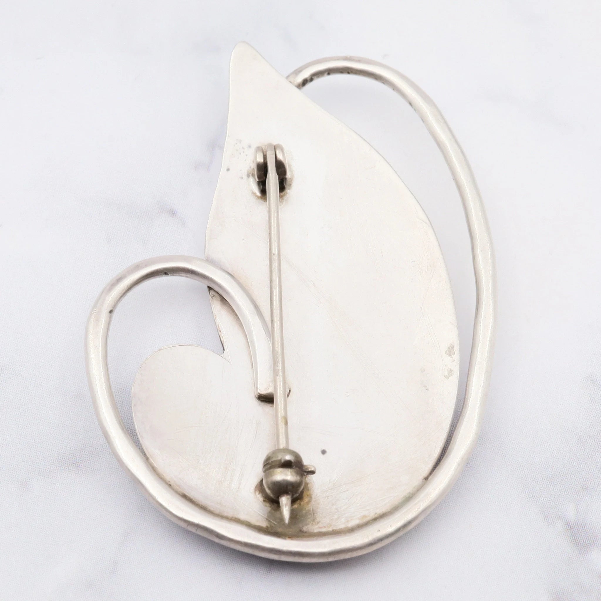 Antique arts and craft period sterling/enamel abstract brooch