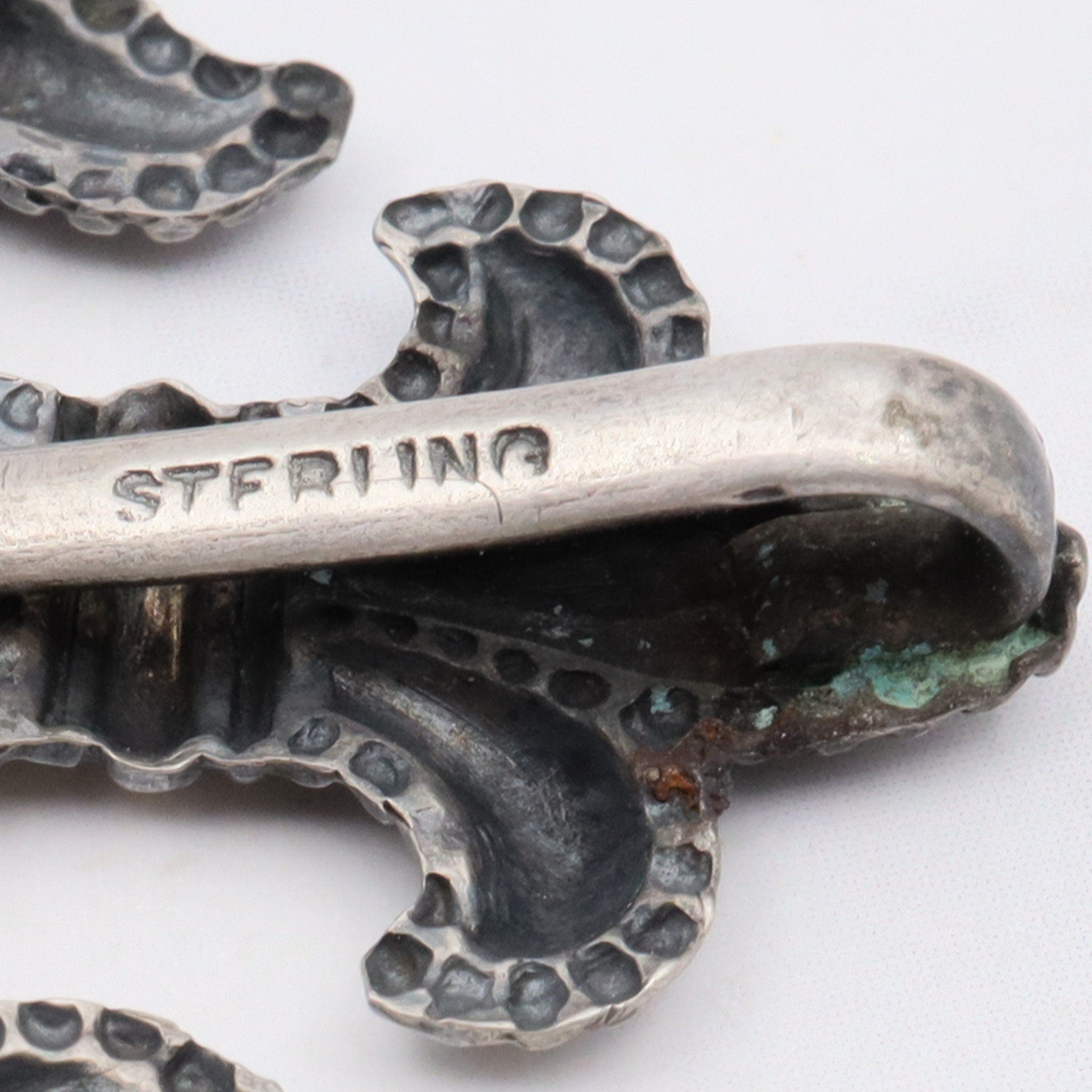Antique Victorian sterling fleur de lis watch clip brooch