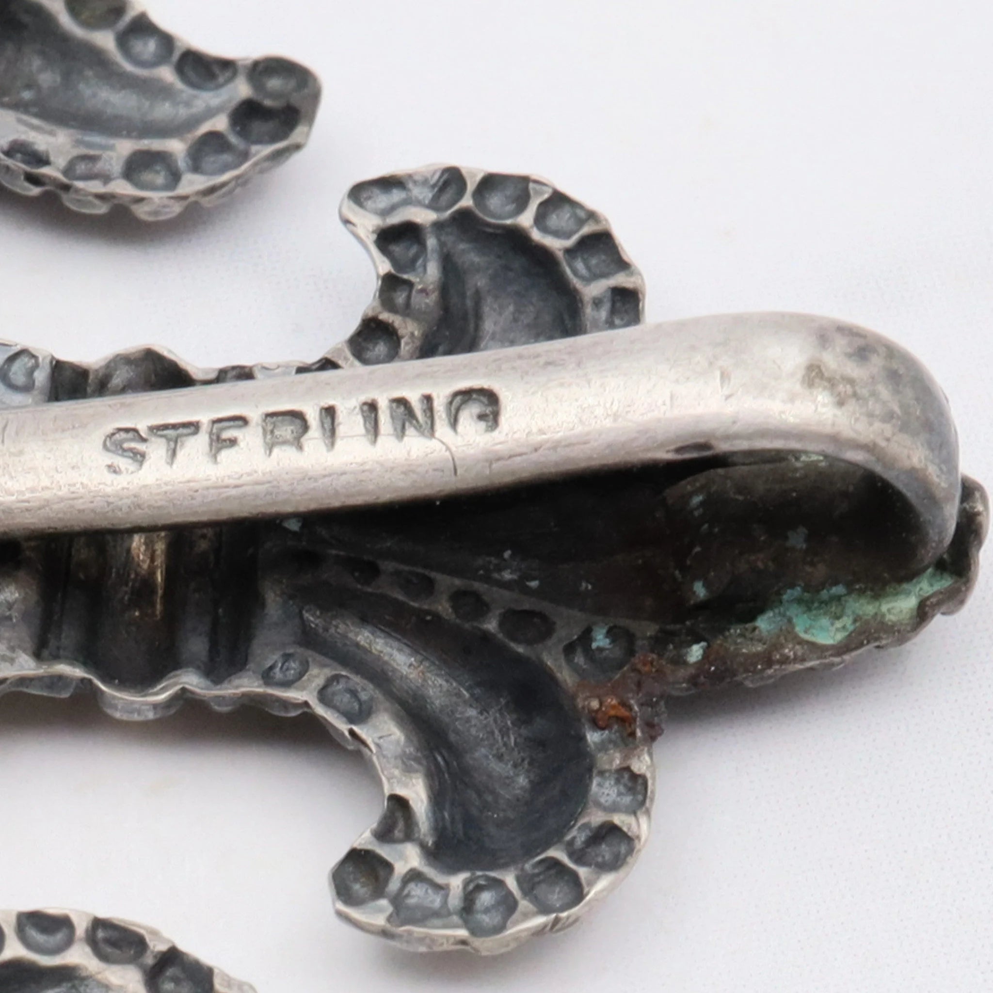 Antique Victorian sterling fleur de lis watch clip brooch