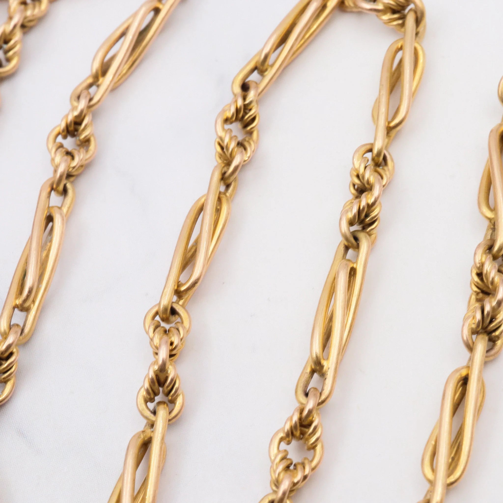 Antique victorian 15k gold fancy link chain w/ French gold hinged dog clip clasp