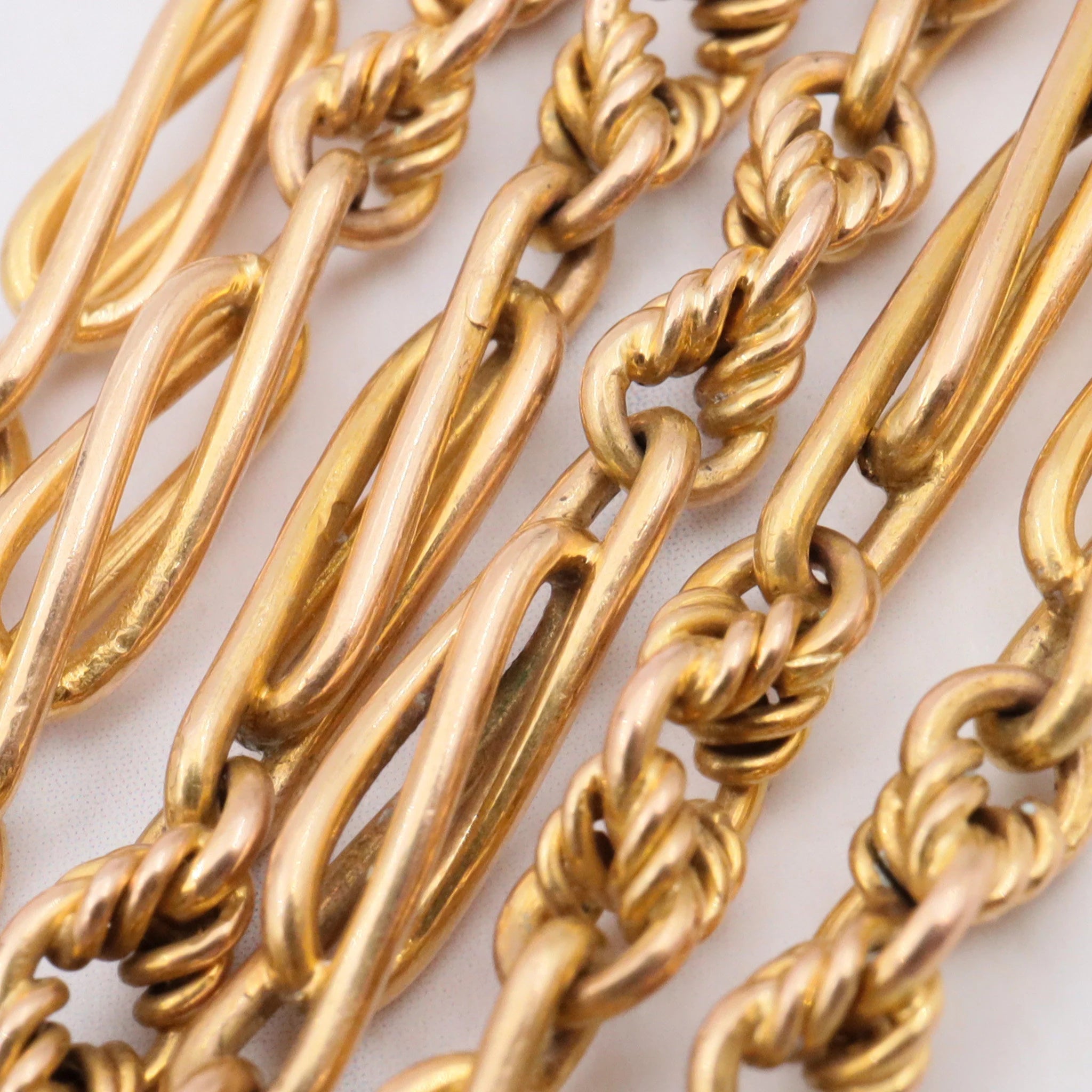 Antique victorian 15k gold fancy link chain w/ French gold hinged dog clip clasp