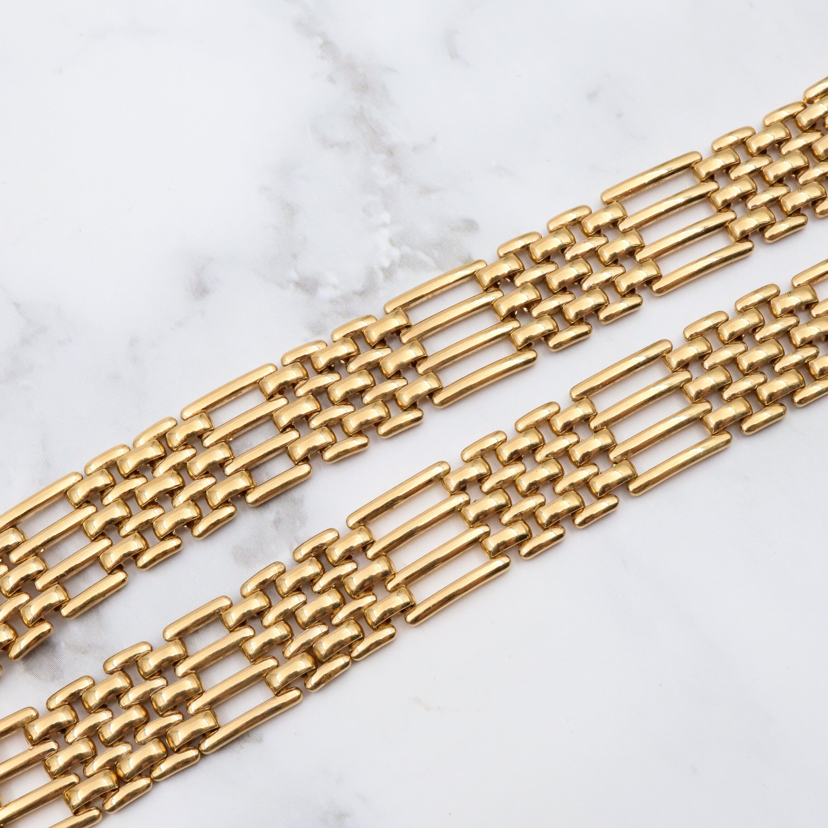 Vintage Mid Century modern Napier gold plated basket weave link choker